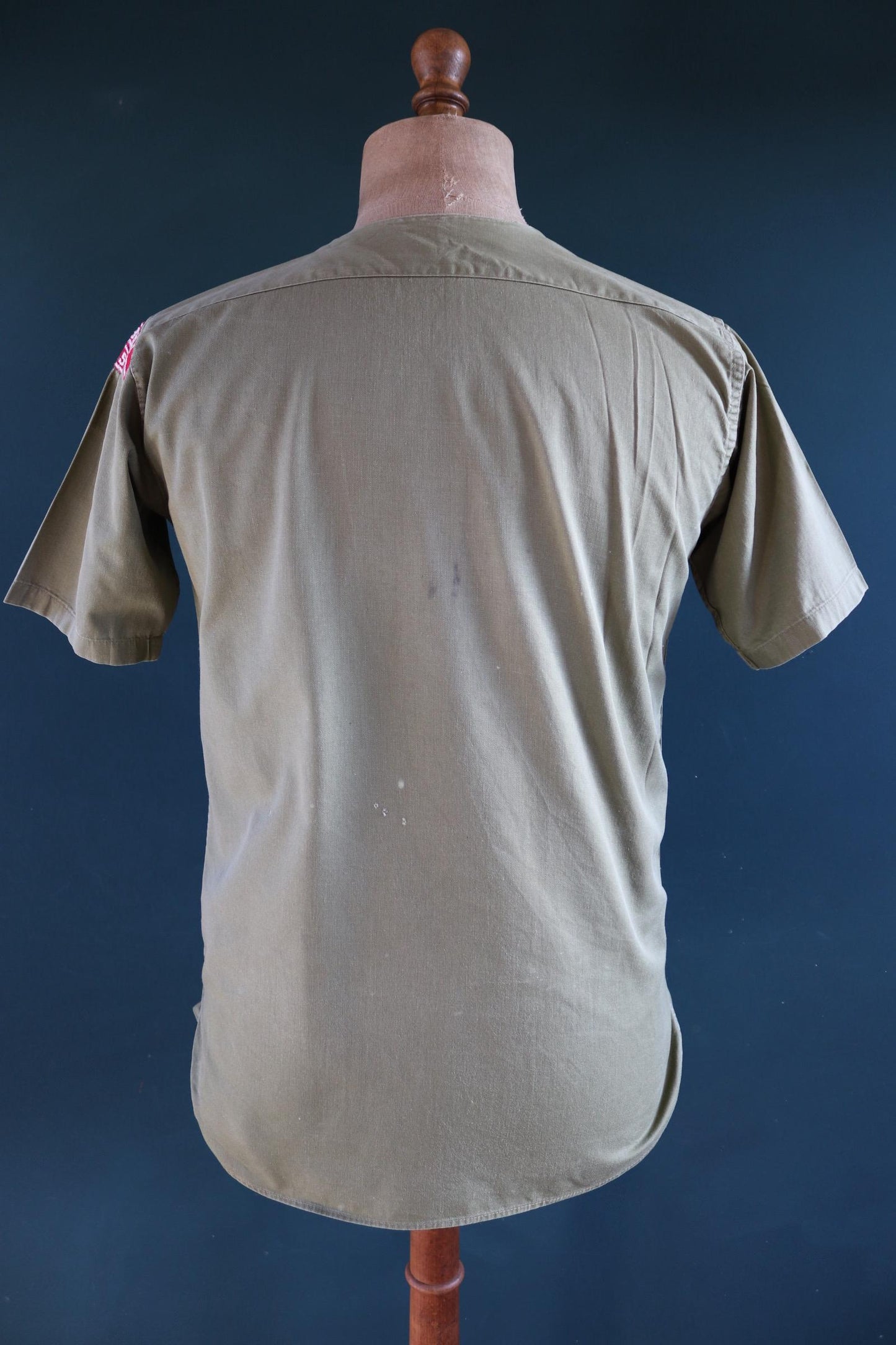 Vintage 1950s 1960s BSA shirt khaki green cotton Boy Scouts of America summer camp camping 40" chest patches