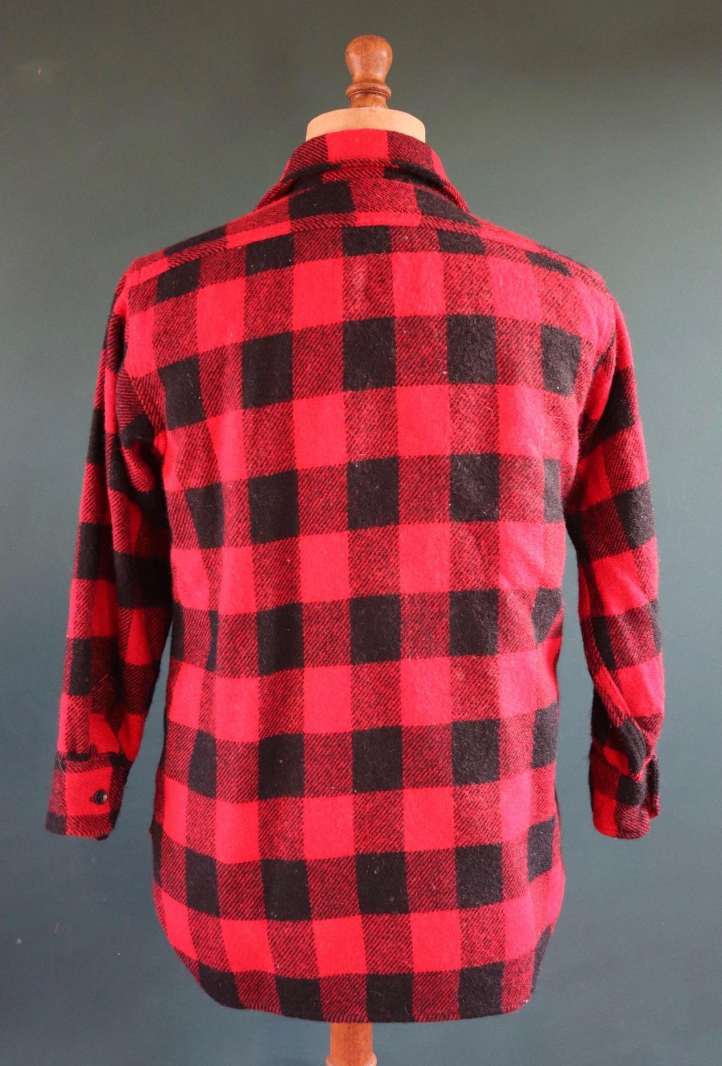 Vintage 1960s 60s 1970s 70s red black buffalo plaid thick wool shirt 5 Brothers 42” chest hunting camping workwear hunting logger