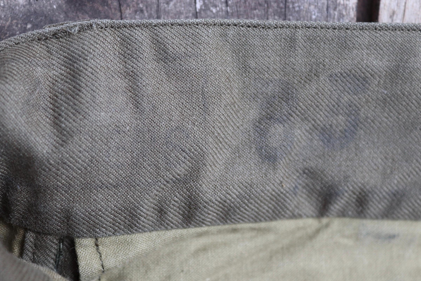 Vintage French workwear cargo pants trousers M47 M-47 khaki green cotton overalls army military 36” x 31” work chore 1940s 1950s