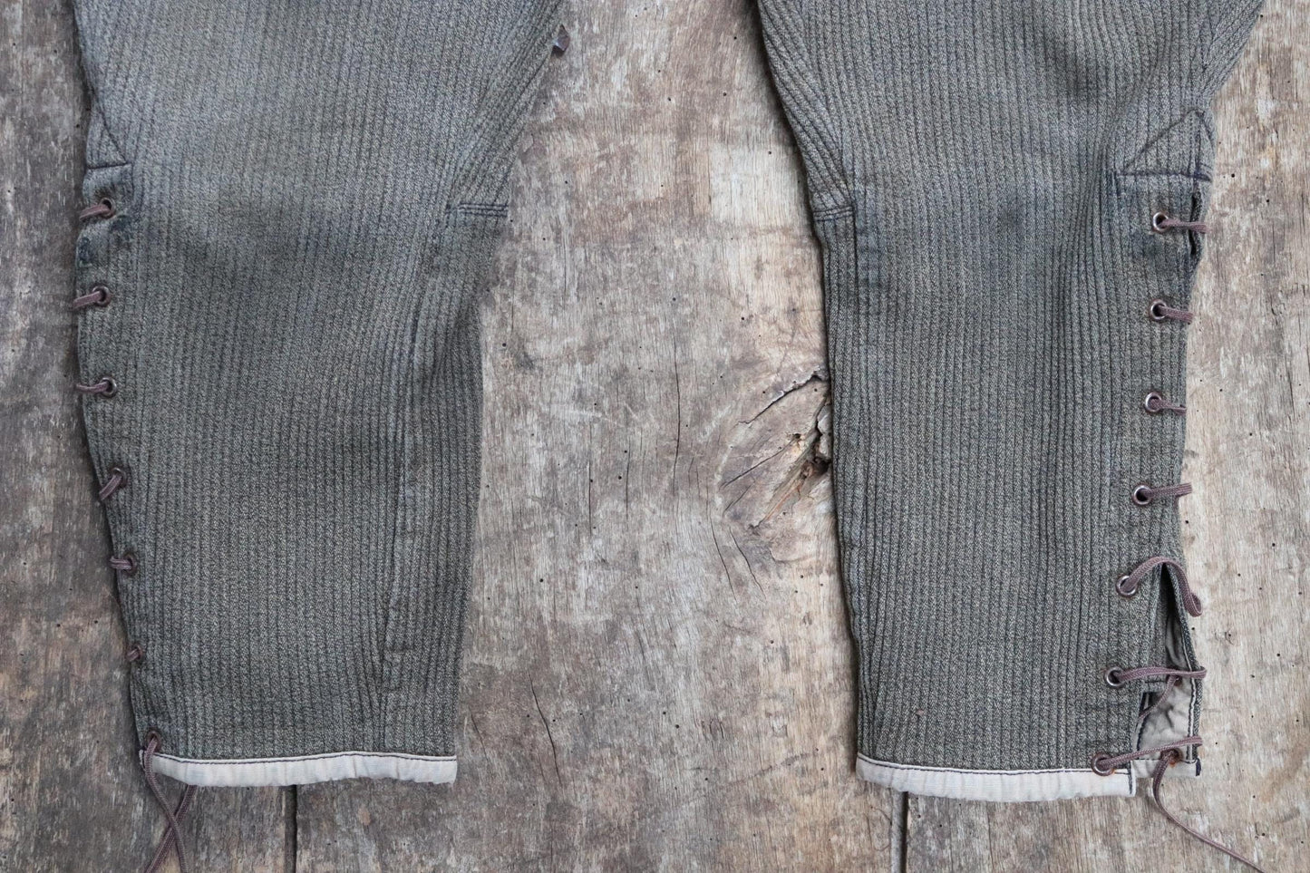 Vintage French workwear trousers pants Mont St Michel brown corduroy hunting riding breeches 32” x 23” jodhpurs 1940s 1950s