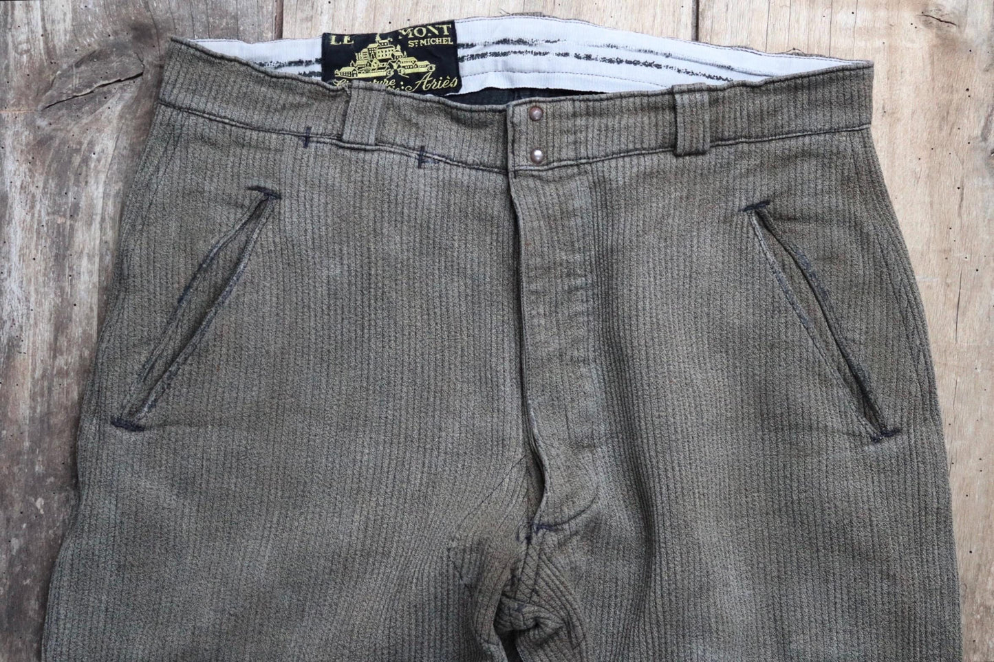 Vintage French workwear trousers pants Mont St Michel brown corduroy hunting riding breeches 32” x 23” jodhpurs 1940s 1950s