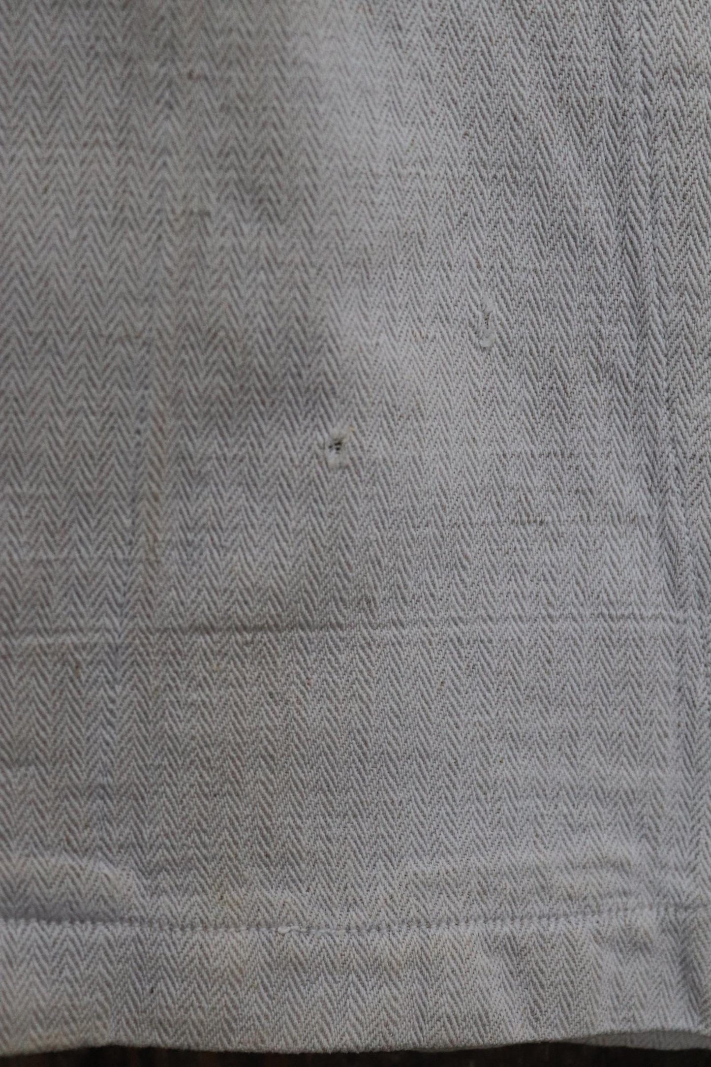 Antique WW1 French linen jacket vintage military 1910s army bourgeron work workwear 34” chest ecru white herringbone