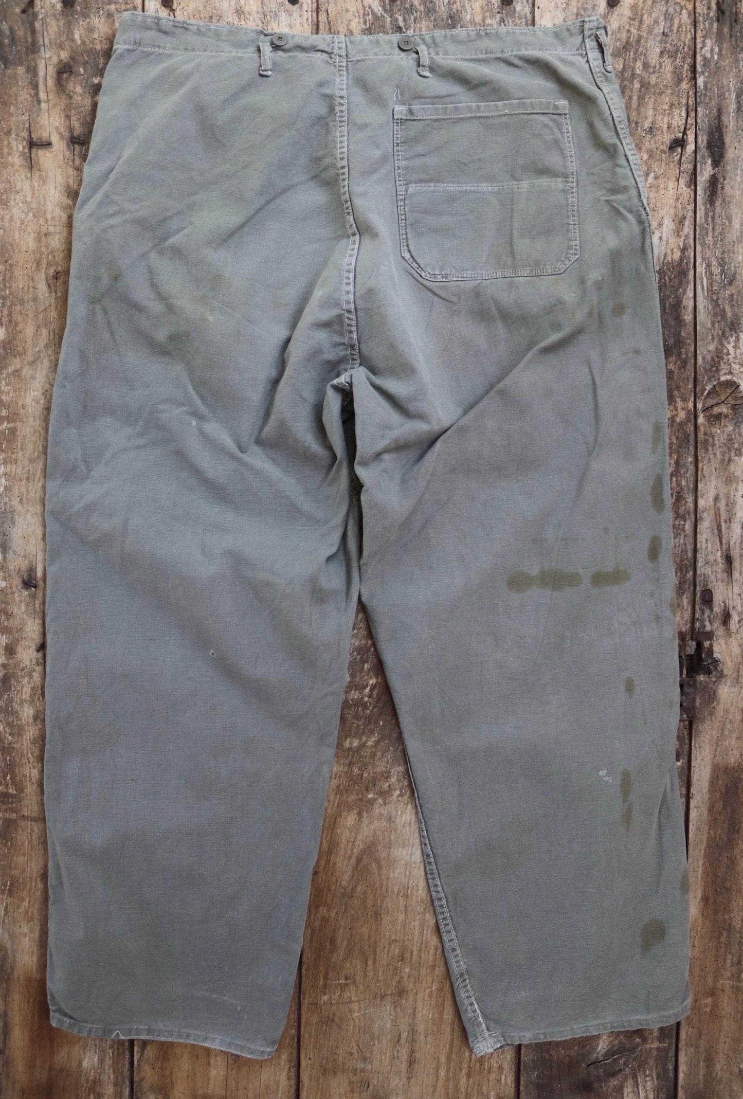 Vintage 1950s 50s 1960s 60s Swedish military cotton twill utility field trousers pants workwear work chore 41” x 30”
