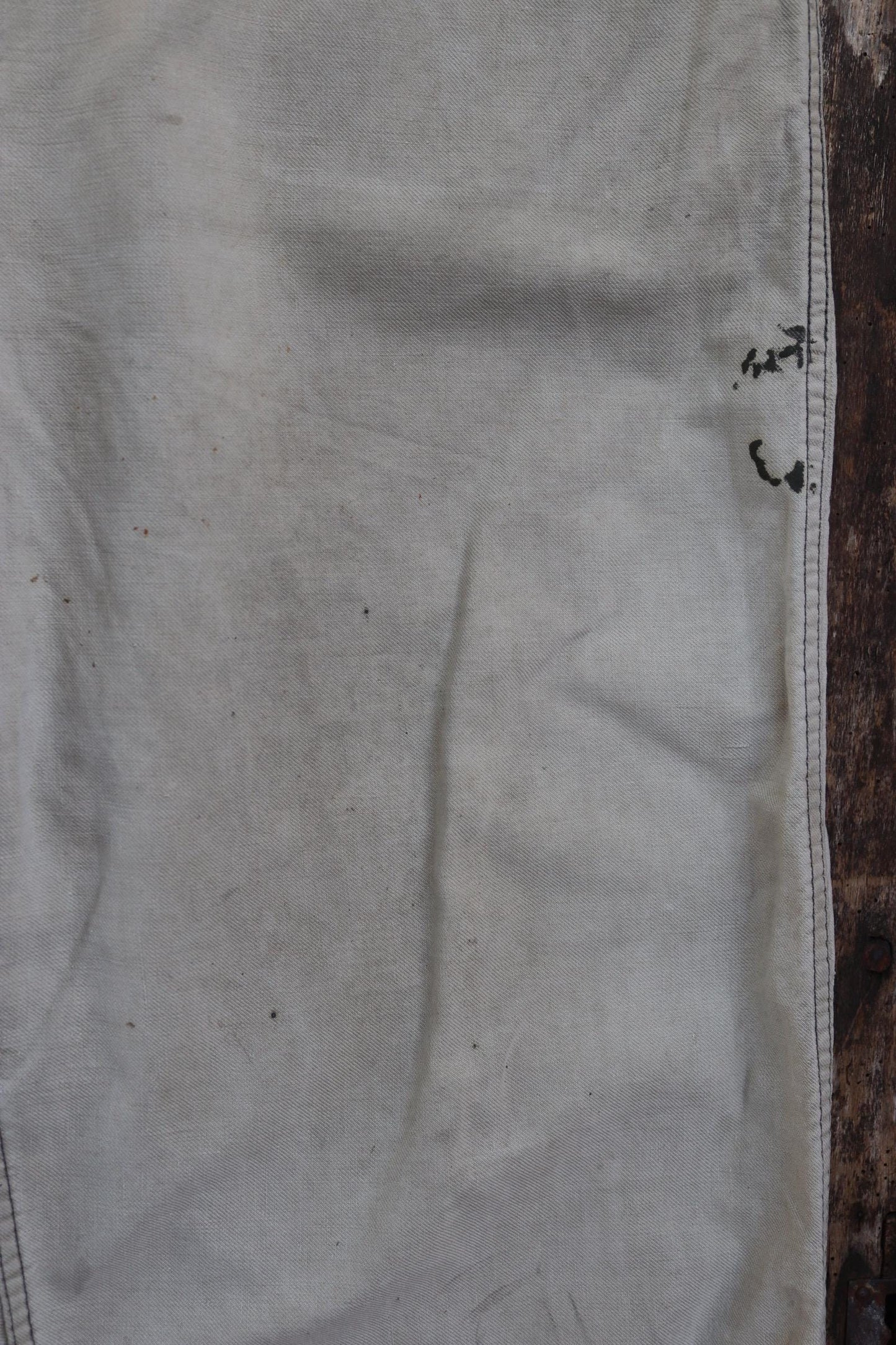 Vintage 1940s 40s 1950s 50s Swedish military cotton twill utility field trousers pants workwear work chore buckle cinch back 41” x 27”