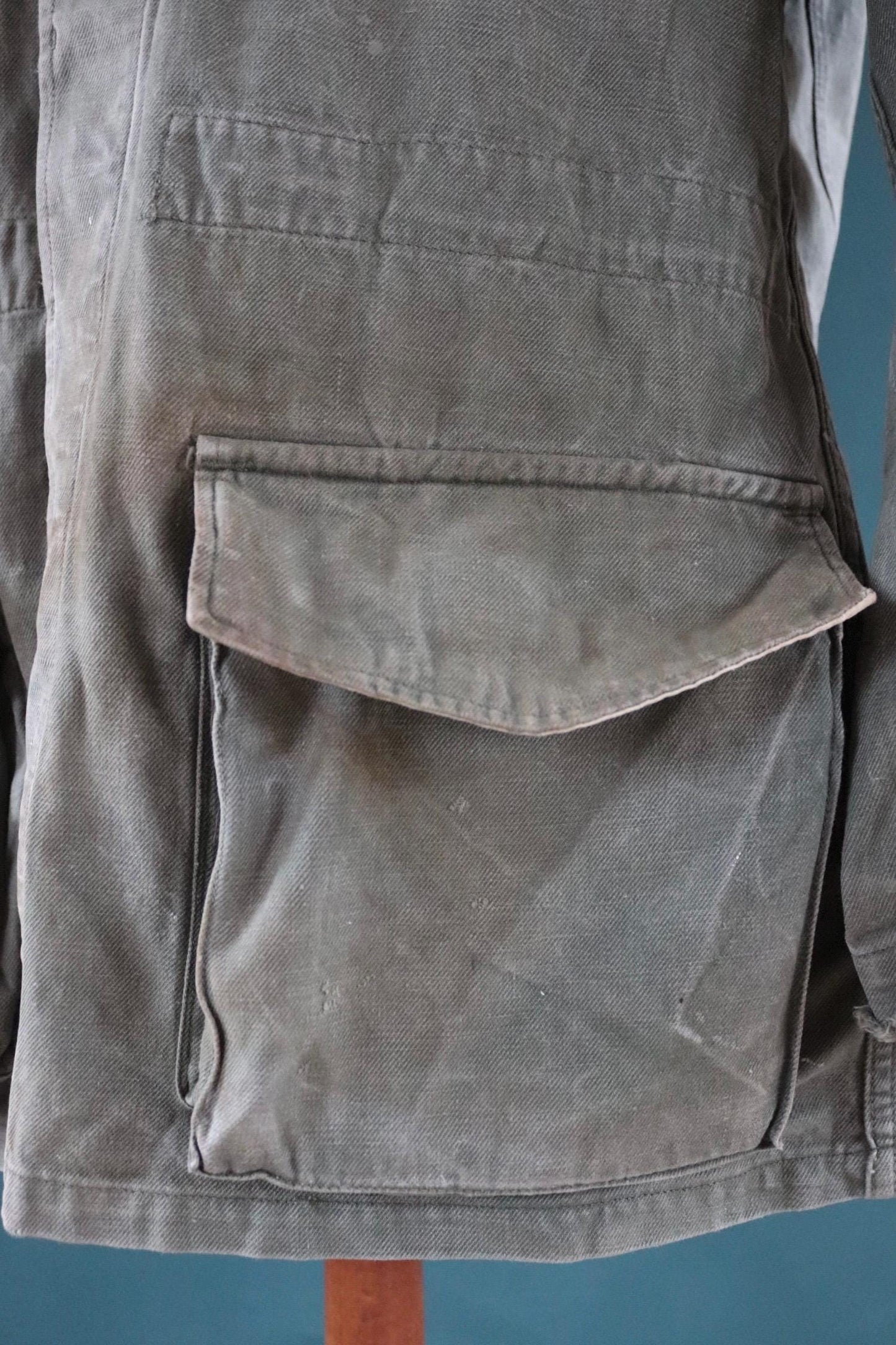 Vintage French army jacket 1950s M47 M 47 field utility military 46” chest khaki green