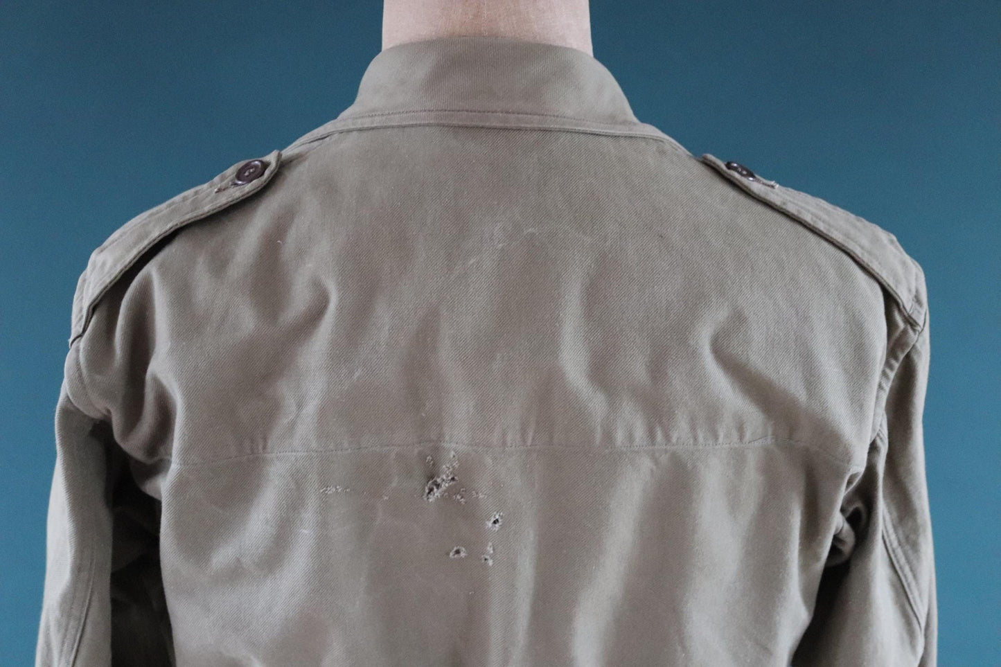 Vintage French army jacket 1950s M47 M 47 field utility military 44” chest khaki green
