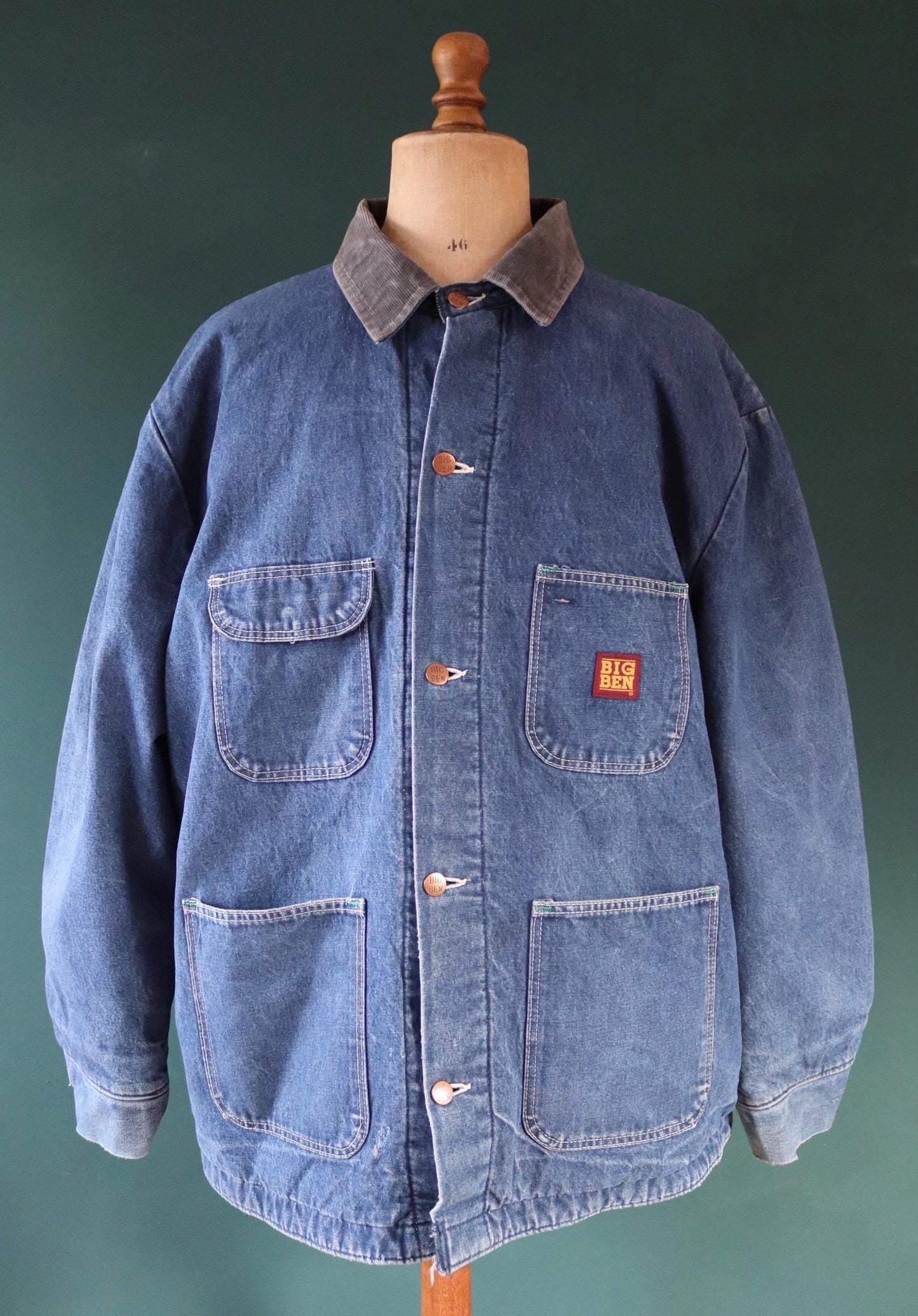Vintage 1990s 90s Big Ben blue denim blanket lined barn chore jacket workwear work chore 56” chest insulated