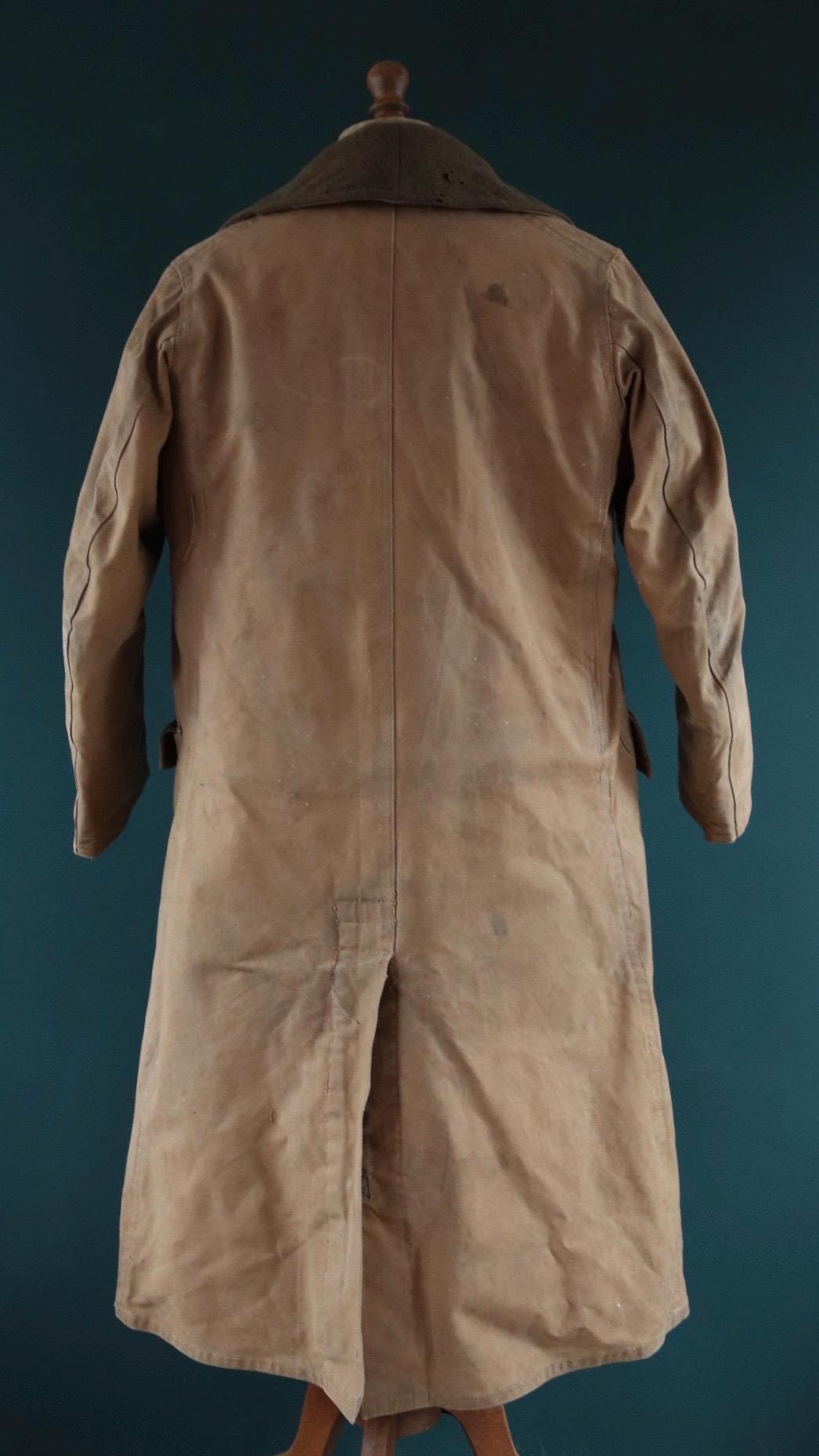 Vintage 1940s British Army Tropal coat - WW2 LRDG - canvas and sheepskin - 49" chest