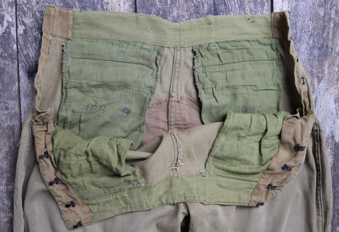 Vintage 1940s jodhpurs riding workwear khaki brown cotton twill hunting breeches 29” x 24” Union Made work chore lace up