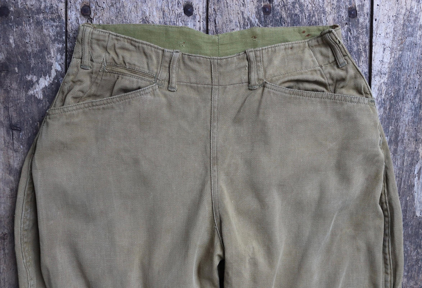 Vintage 1940s jodhpurs riding workwear khaki brown cotton twill hunting breeches 29” x 24” Union Made work chore lace up