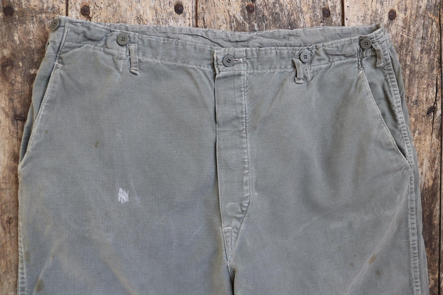 Vintage 1950s 50s 1960s 60s Swedish military cotton twill utility field trousers pants workwear work chore 41” x 30”