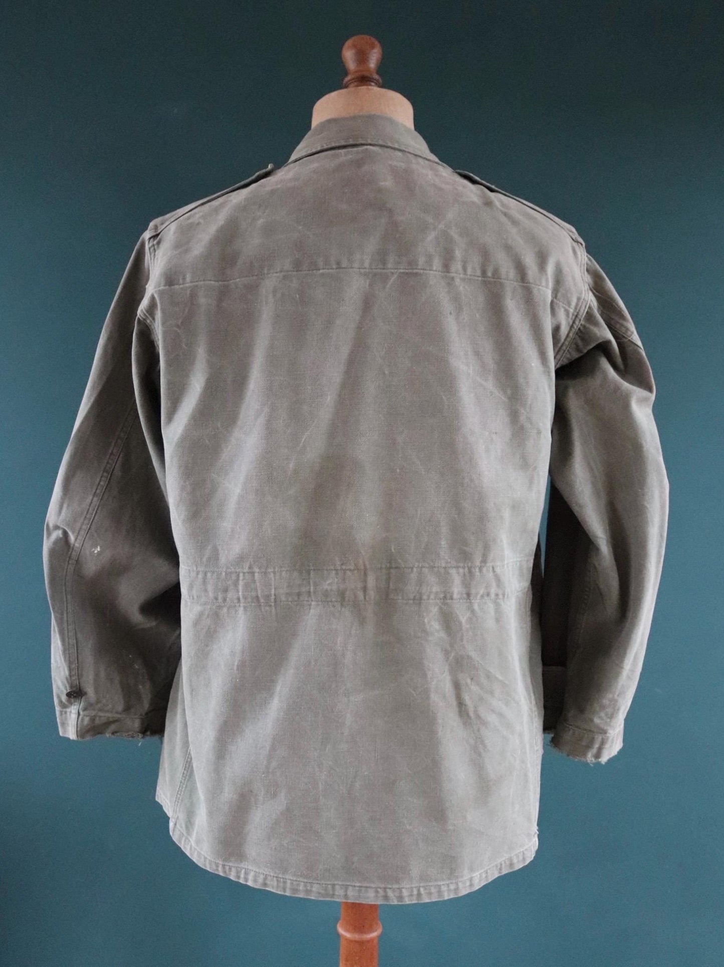 Vintage French army jacket 1950s M47 M 47 field utility military 46” chest khaki green