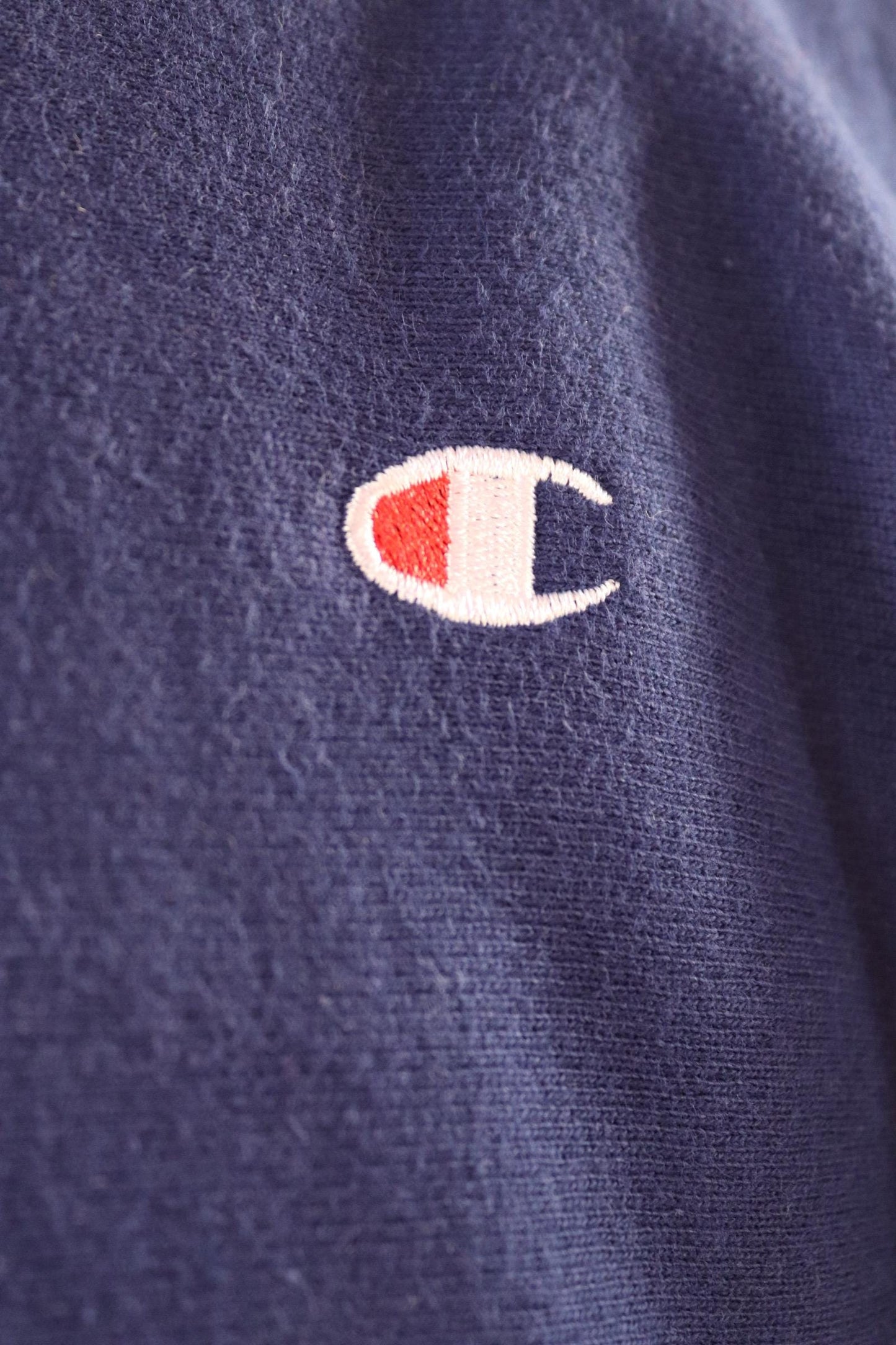 Vintage 1990s 90s Champion navy blue plain hooded sweatshirt 51" chest sports sportswear reverse weave hoodie