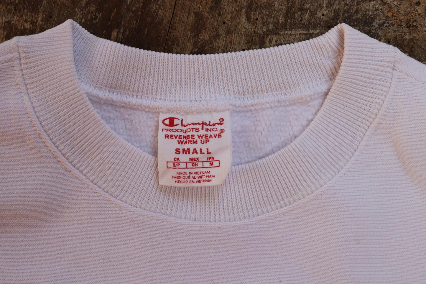 Vintage 1990s 90s Champion white plain short sleeve warm up sweatshirt 39" chest sports sportswear reverse weave