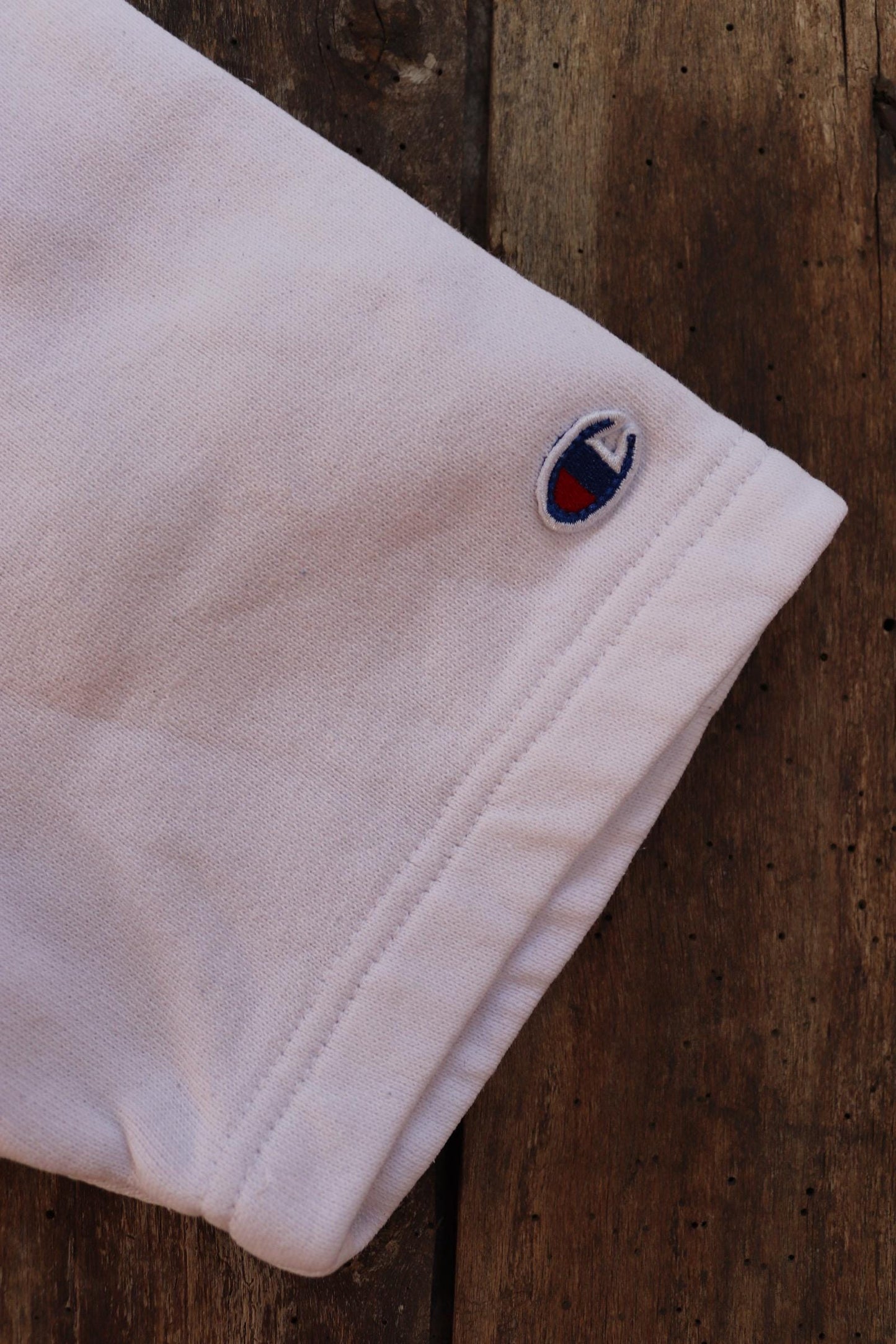 Vintage 1990s 90s Champion white plain short sleeve warm up sweatshirt 39" chest sports sportswear reverse weave
