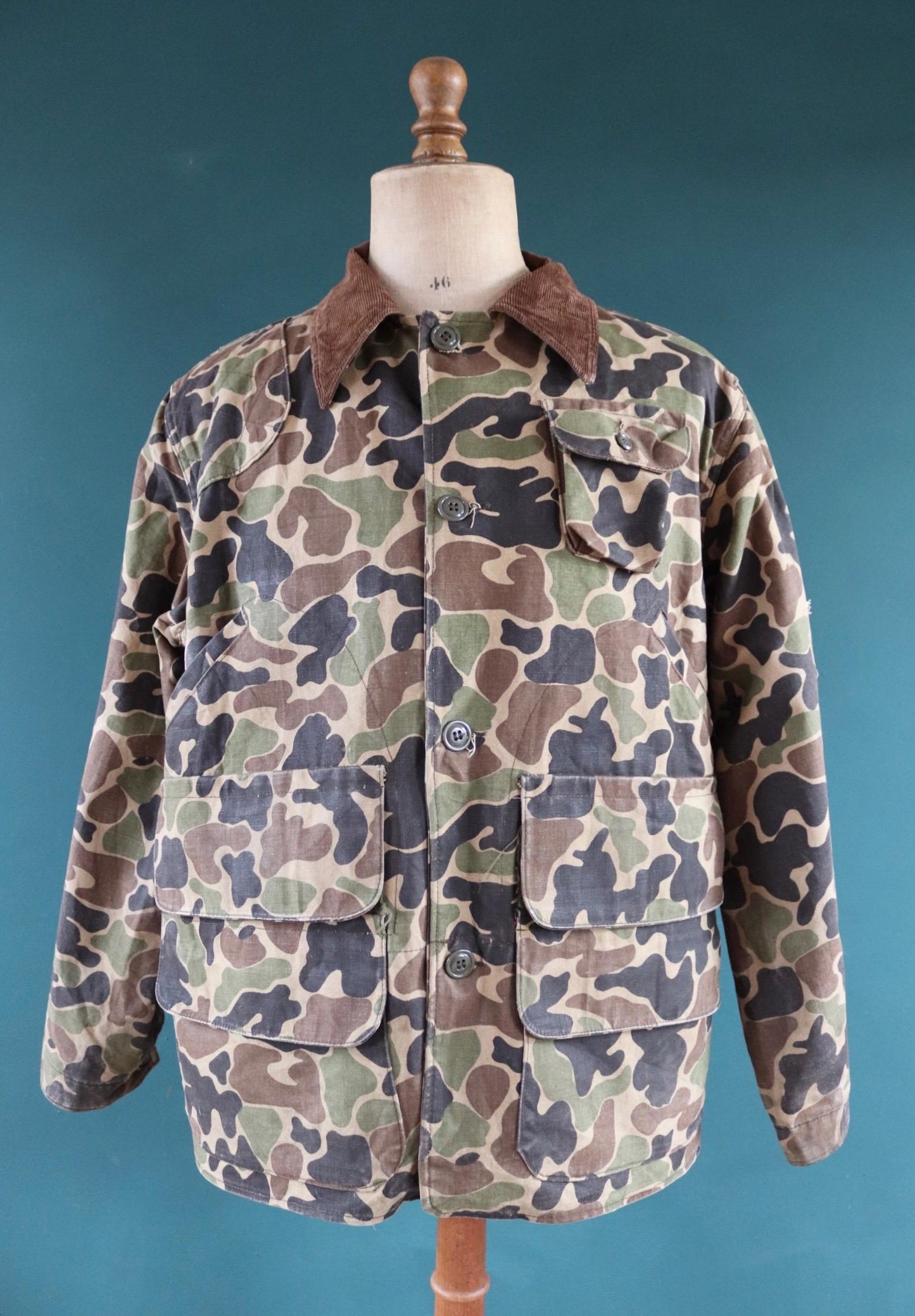 Vintage 1990s 90s Red Head camouflage camo forest woodland American hunting jacket duck cotton canvas 51" chest