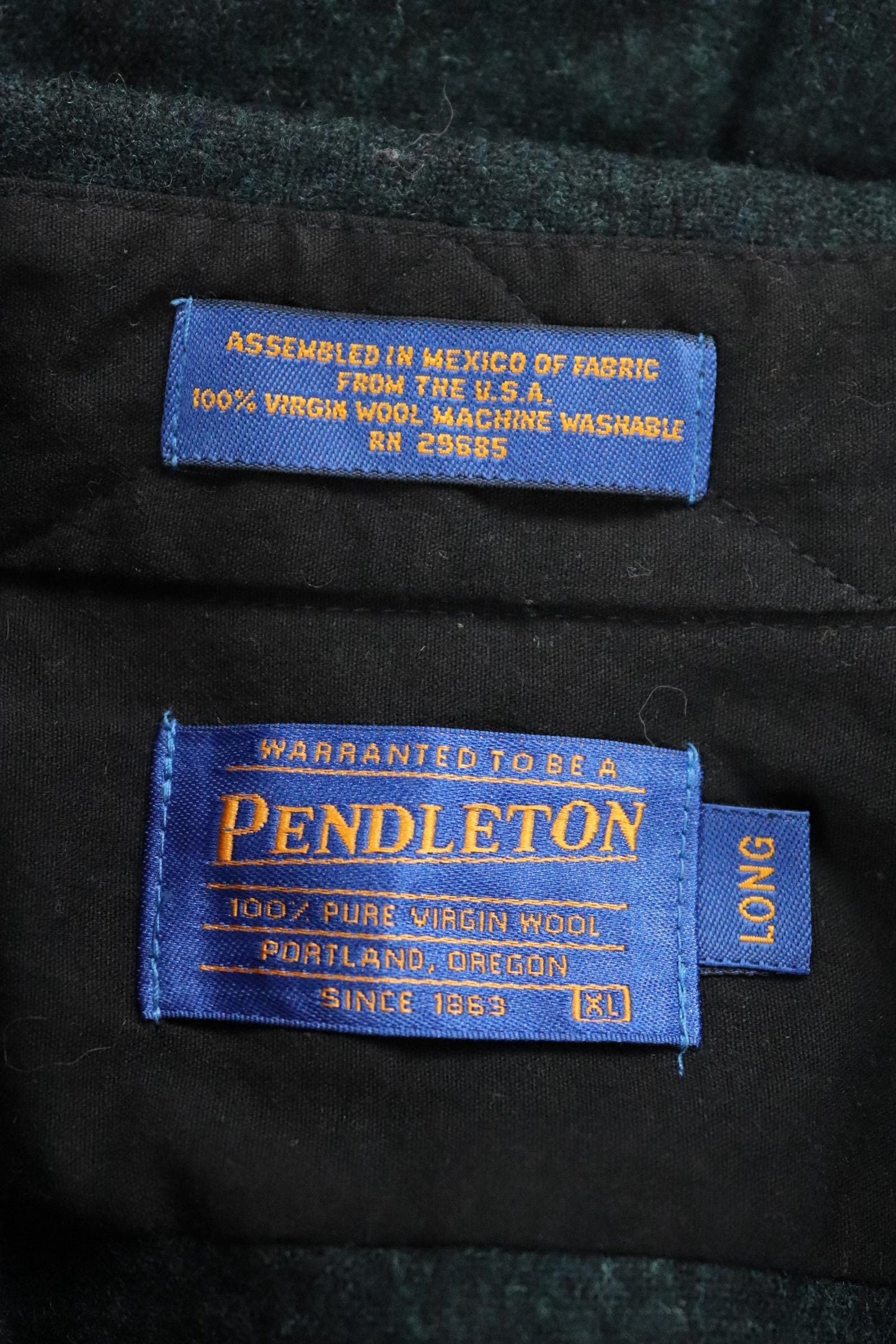 Vintage Pendleton blue teal green wool plain marl Western cowboy shirt 50" chest pearl snaps