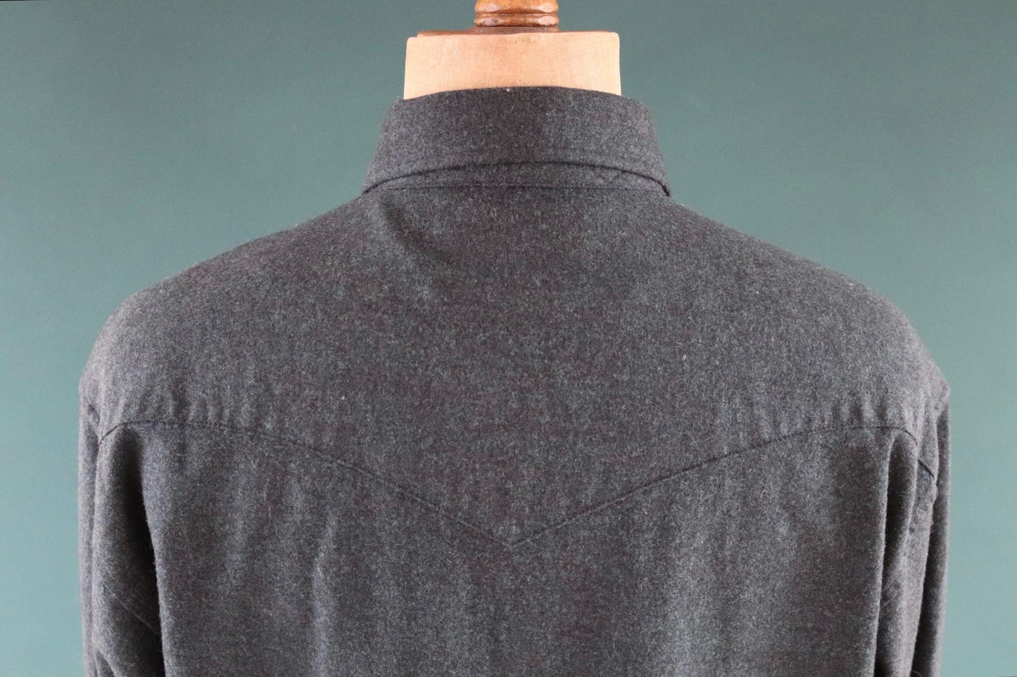 Vintage Pendleton blue teal green wool plain marl Western cowboy shirt 50" chest pearl snaps