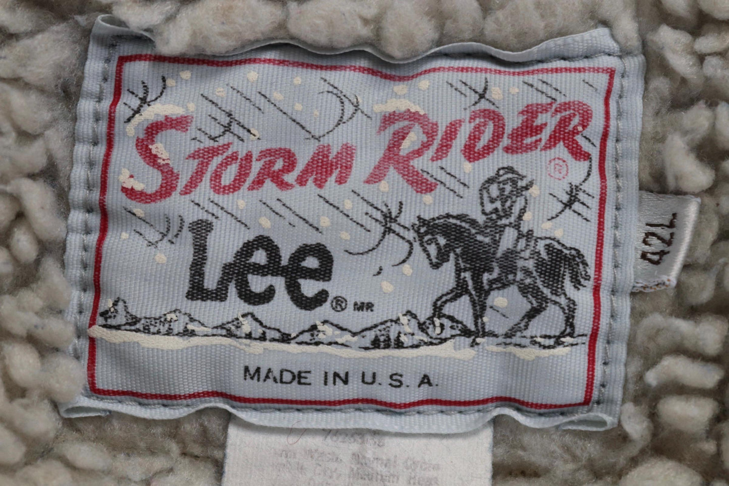 Vintage 1980s 80s Lee Storm Rider denim ranch jacket sherpa lined 44" chest workwear trucker faded