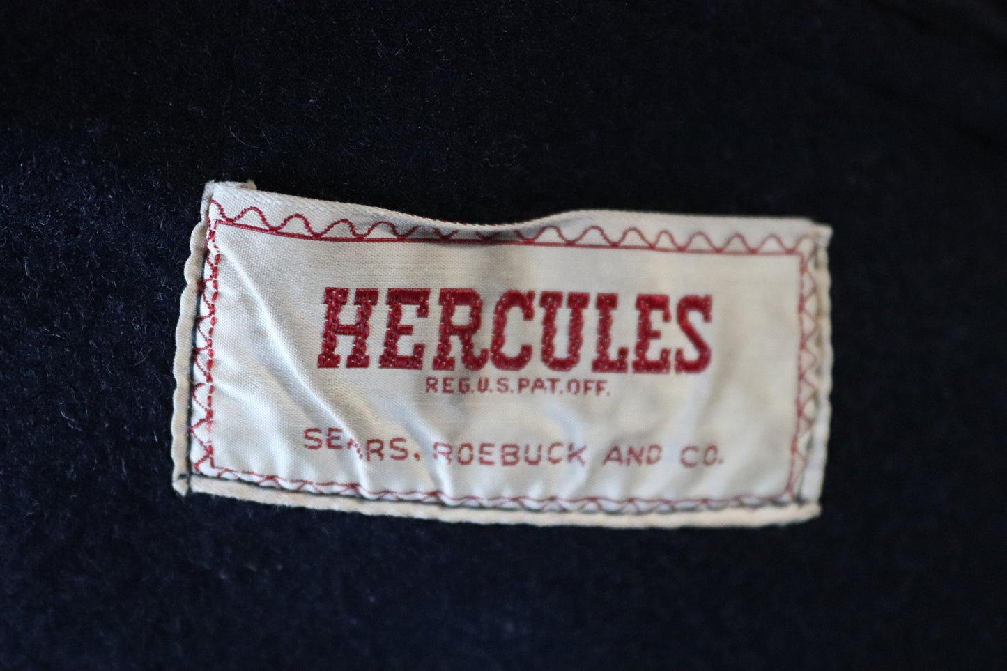Vintage 1950s 50s Sears Hercules midnight navy blue wool half belt jacket Talon zipper 44” chest car coat