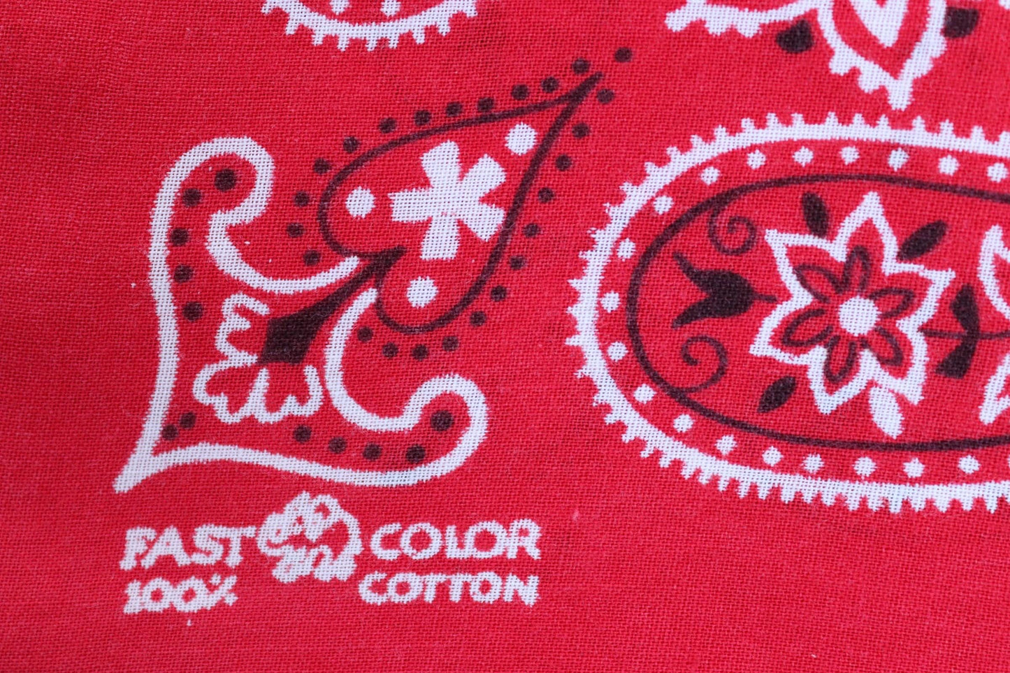 Vintage 1960s 60s trunk up Elephant brand cotton colourfast colorfast turkey red bandana pocket square neckerchief paisley Davis Catterall