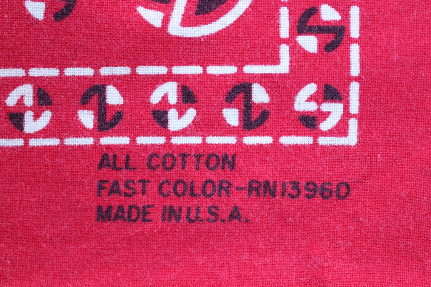 Vintage 1960s 60s turkey red printed bandana pocket square neckerchief cotton color colour fast workwear RN 13960