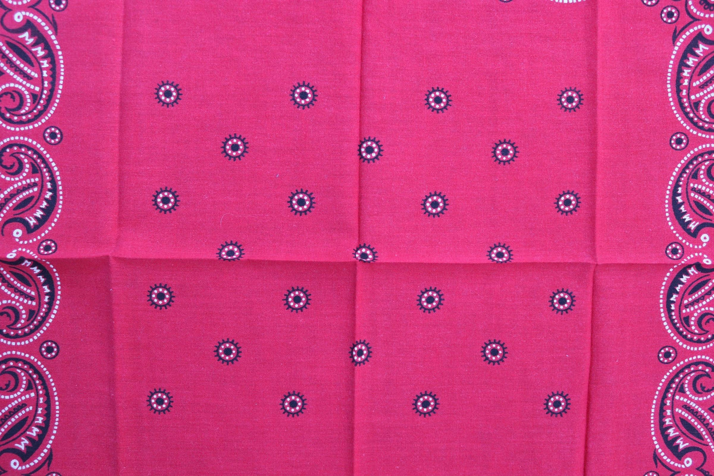 Vintage 1960s 60s turkey red printed bandana pocket square neckerchief cotton color colour fast workwear RN 14193