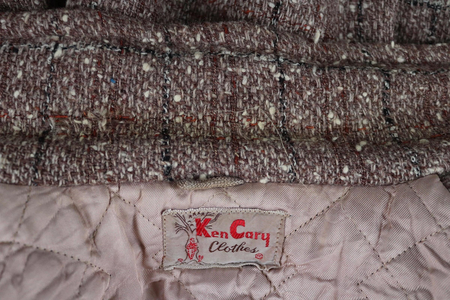 Vintage 1960s 60s 1970s 70s flecked plaid Ken Cory brown car coat jacket 39” chest