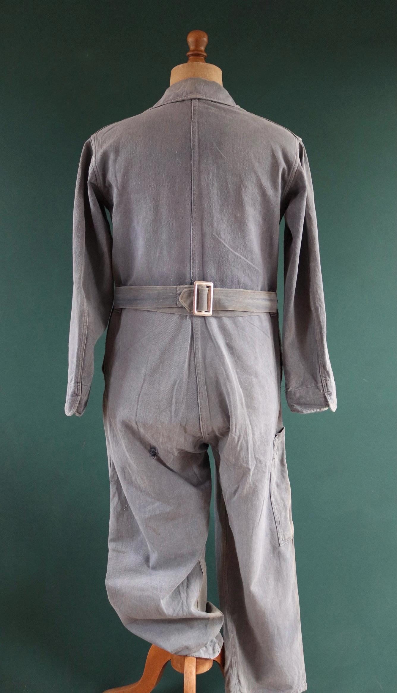 Vintage 1960s 60s Vole British blue cotton twill coveralls overalls work workwear chore boiler suit 41” 36” 27”