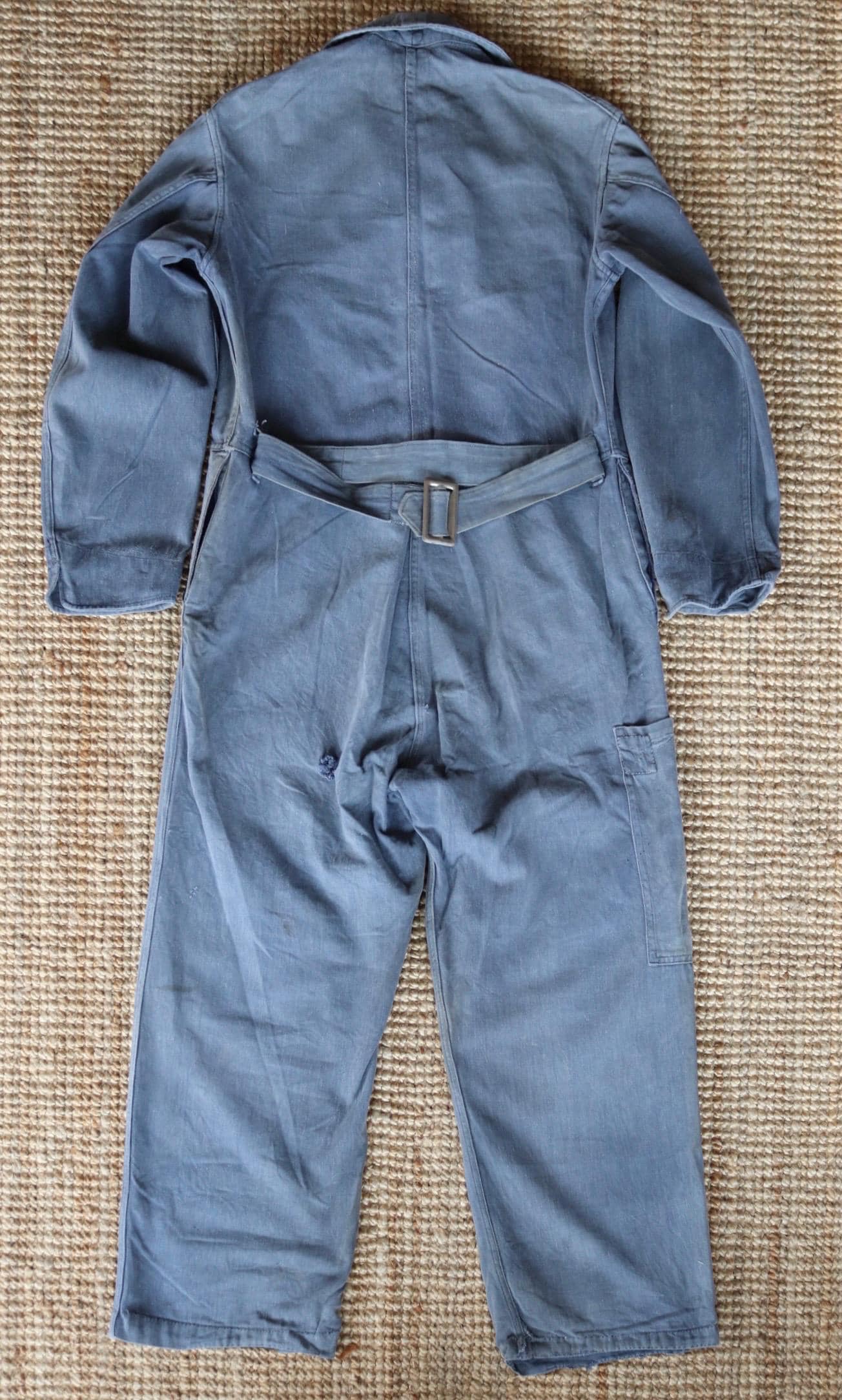 Vintage 1960s 60s Vole British blue cotton twill coveralls overalls work workwear chore boiler suit 41” 36” 27”