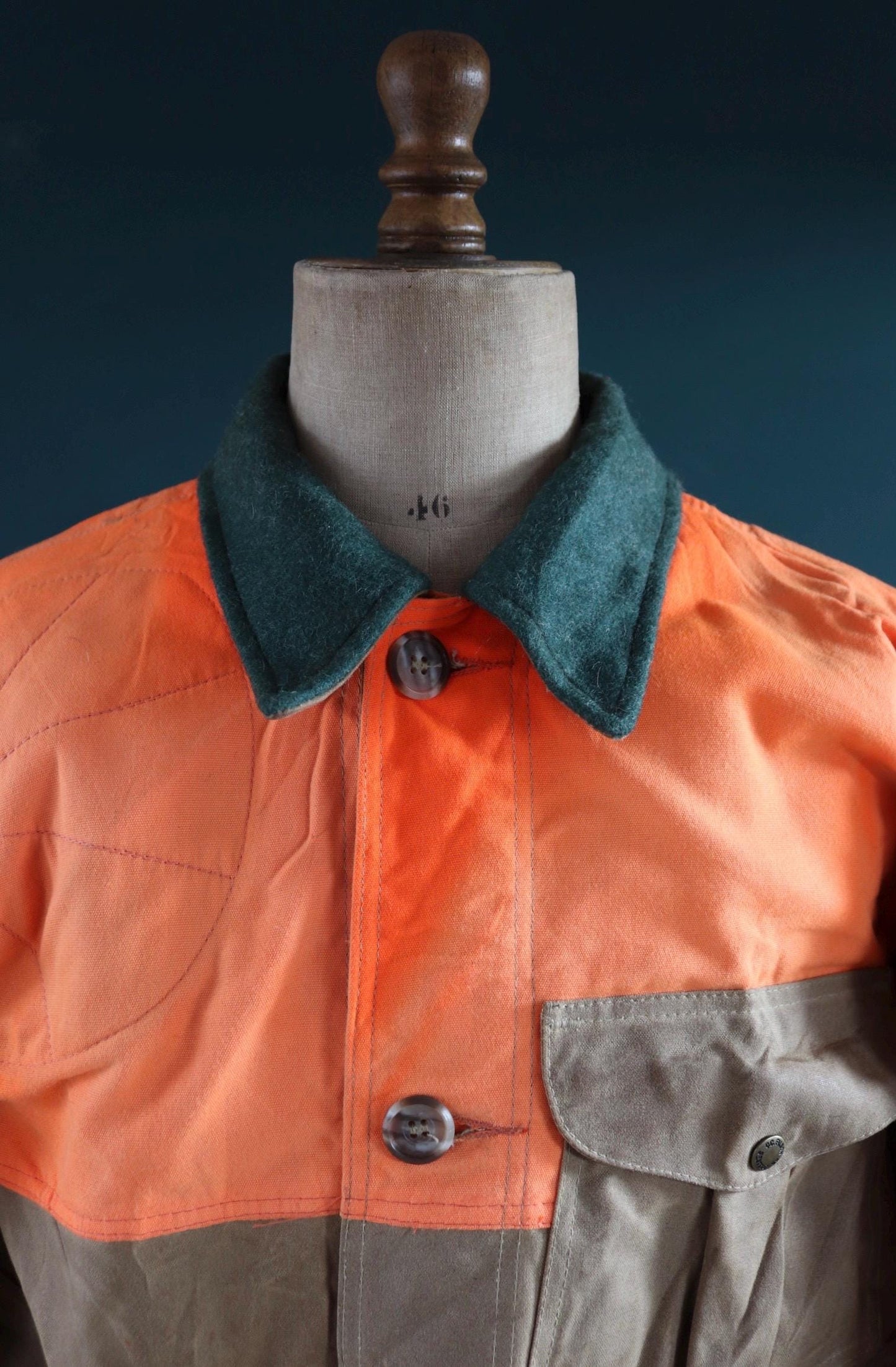 Vintage CC Filson tin cloth paraffin waxed cruiser jacket 53” chest workwear work chore waterproof hunting
