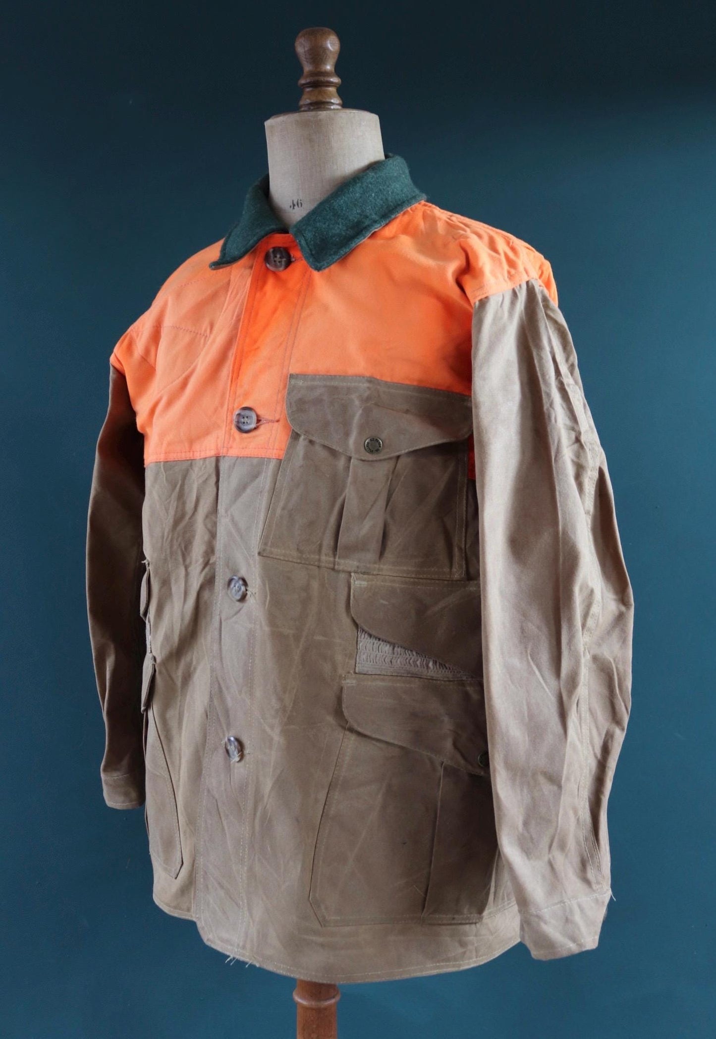 Vintage CC Filson tin cloth paraffin waxed cruiser jacket 53” chest workwear work chore waterproof hunting