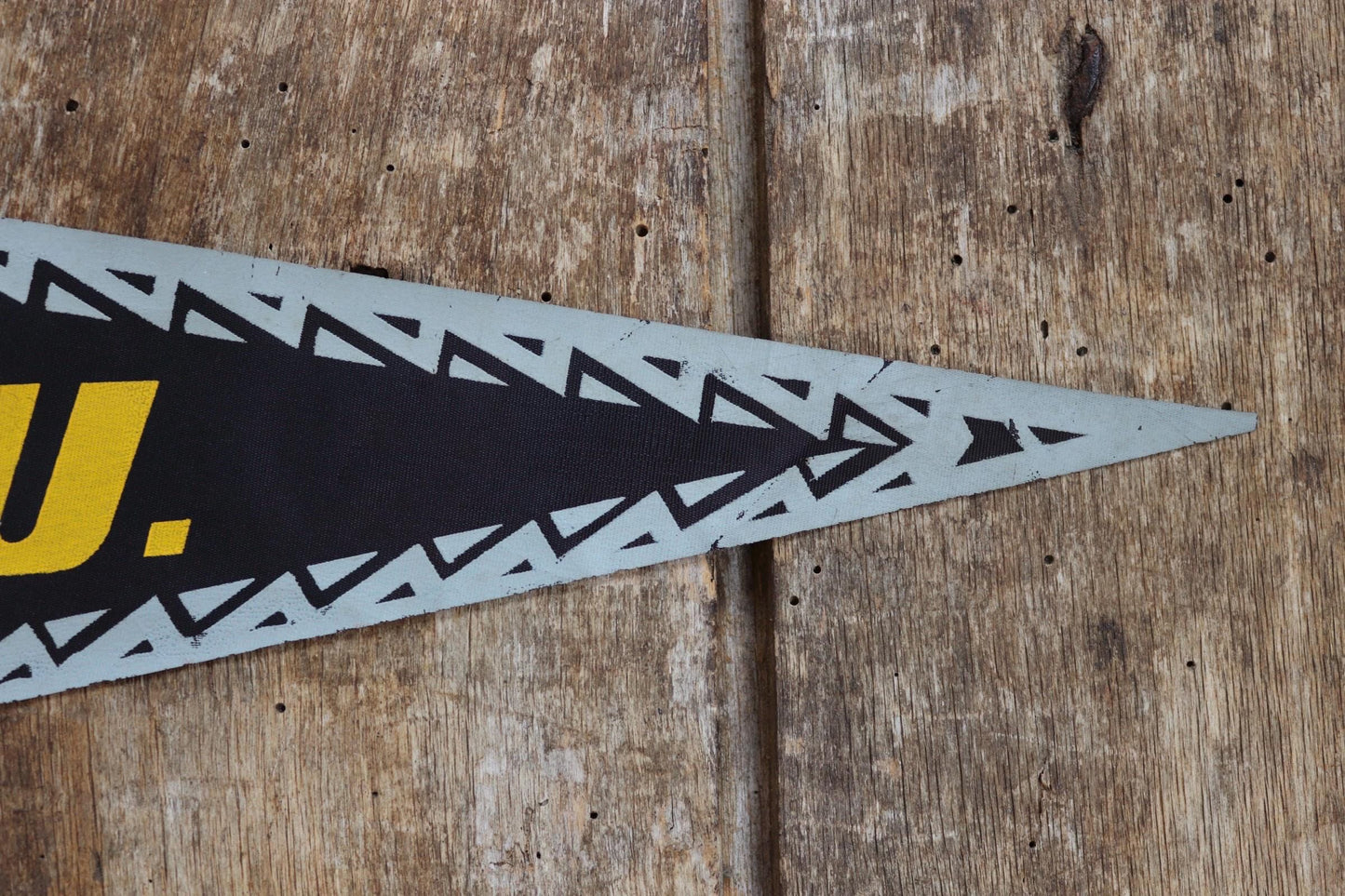 Vintage 1950s home decor Brazilian Santos satin mid century tourist souvenir pennant screen printed print