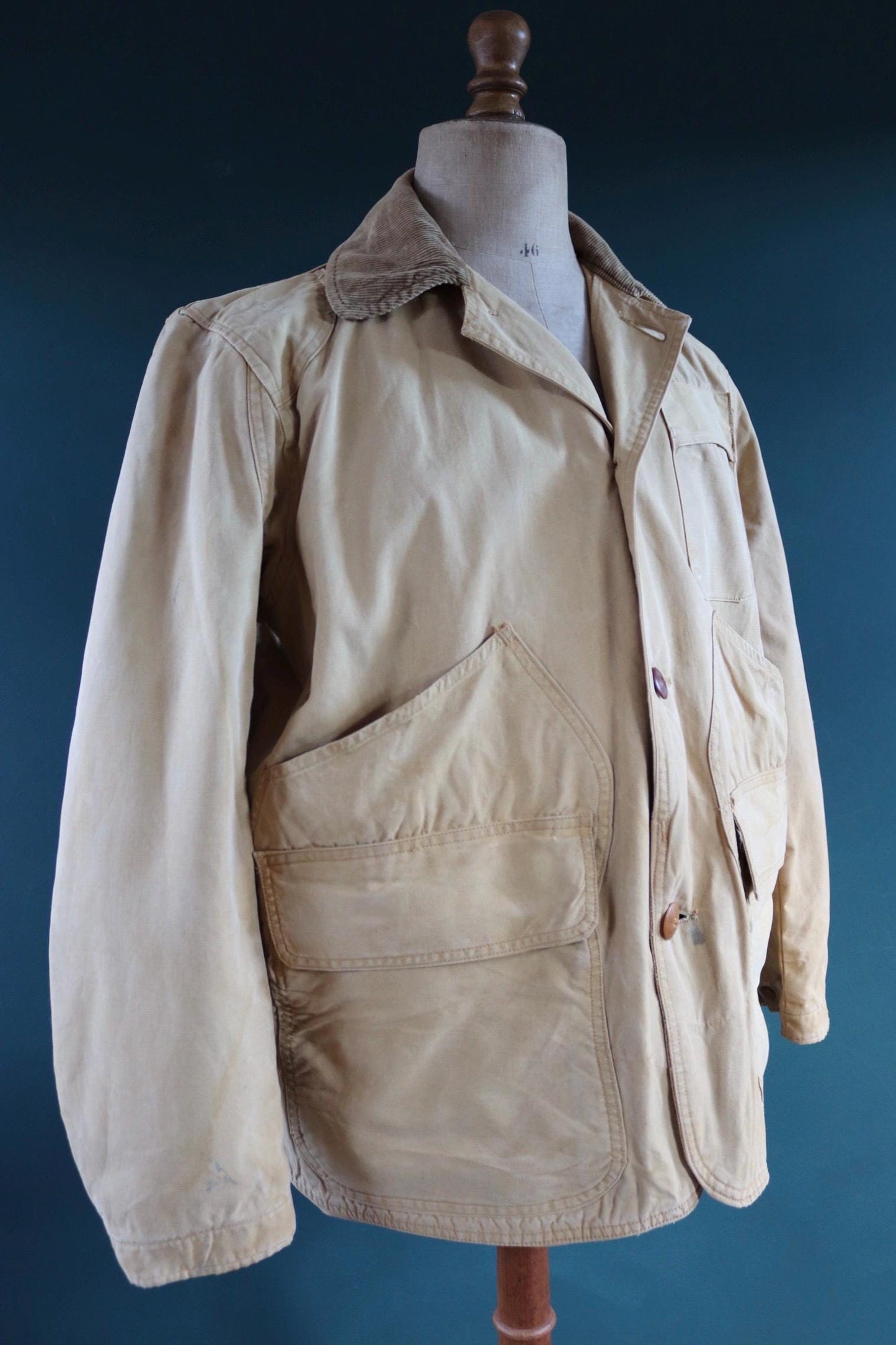 Vintage 1950s 50s 1960s 60s JC Higgins tan brown duck cotton canvas jacket hunting shooting American 50” chest workwear chore work