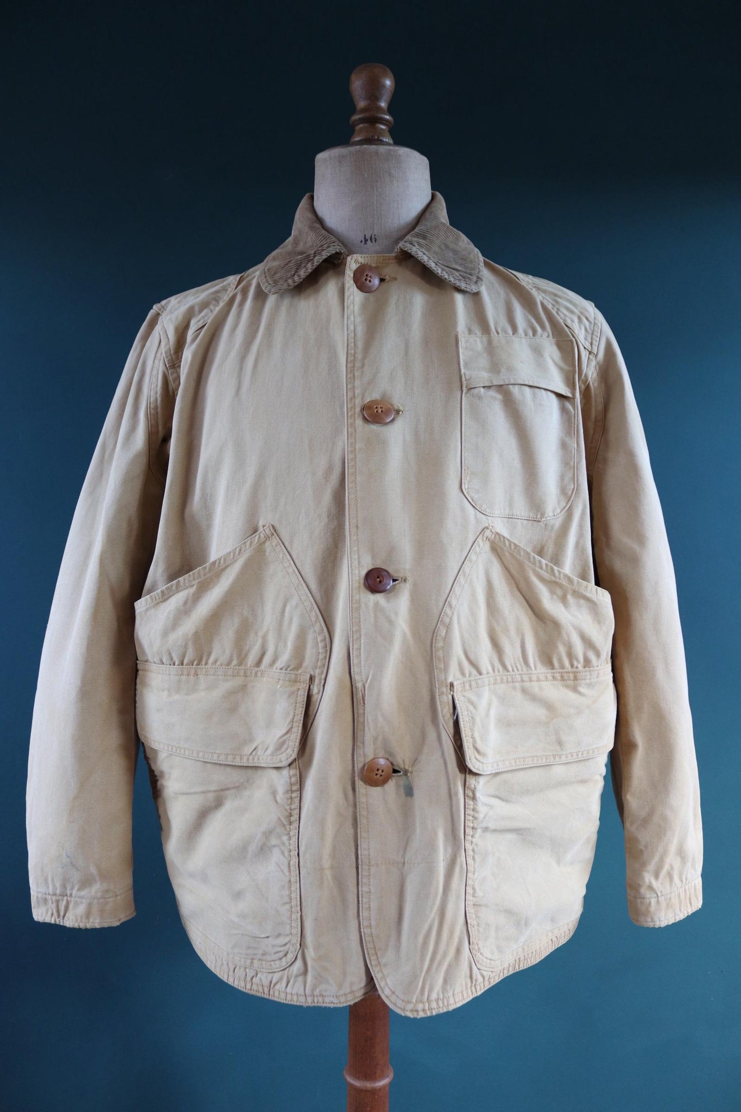 Vintage 1950s 50s 1960s 60s JC Higgins tan brown duck cotton canvas jacket hunting shooting American 50” chest workwear chore work