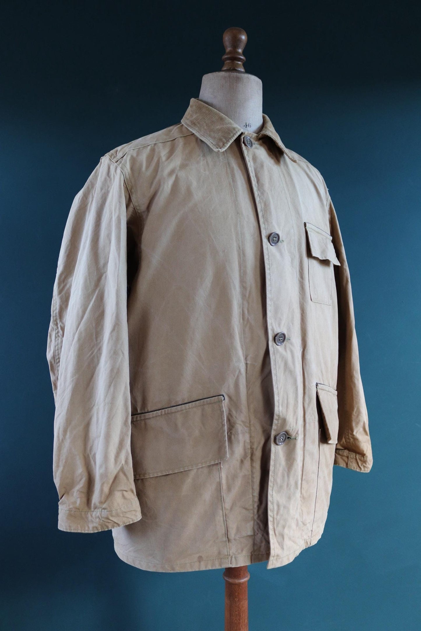 Vintage 1940s 40s Duxbak Utica Aero tan brown duck cotton canvas jacket hunting shooting American 48” chest work workwear chore