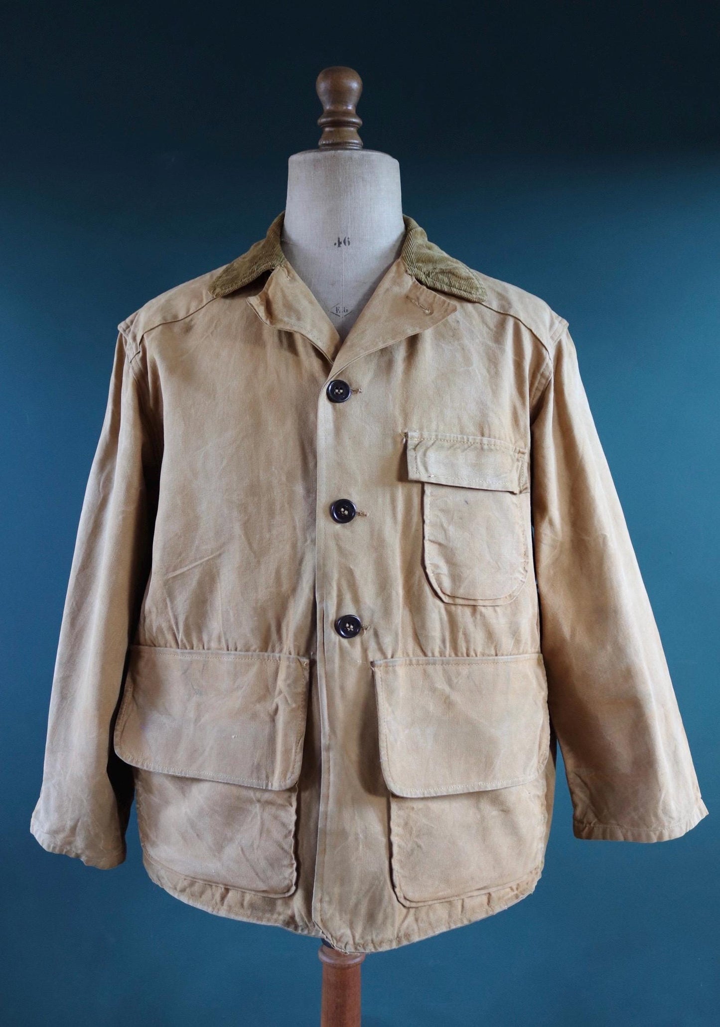 Vintage 1960s 60s Brush Master tan brown duck cotton canvas jacket hunting shooting American 47” chest workwear work chore
