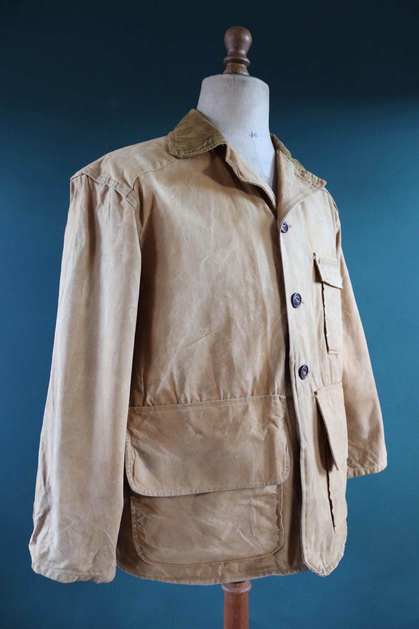 Vintage 1960s 60s Brush Master tan brown duck cotton canvas jacket hunting shooting American 47” chest workwear work chore