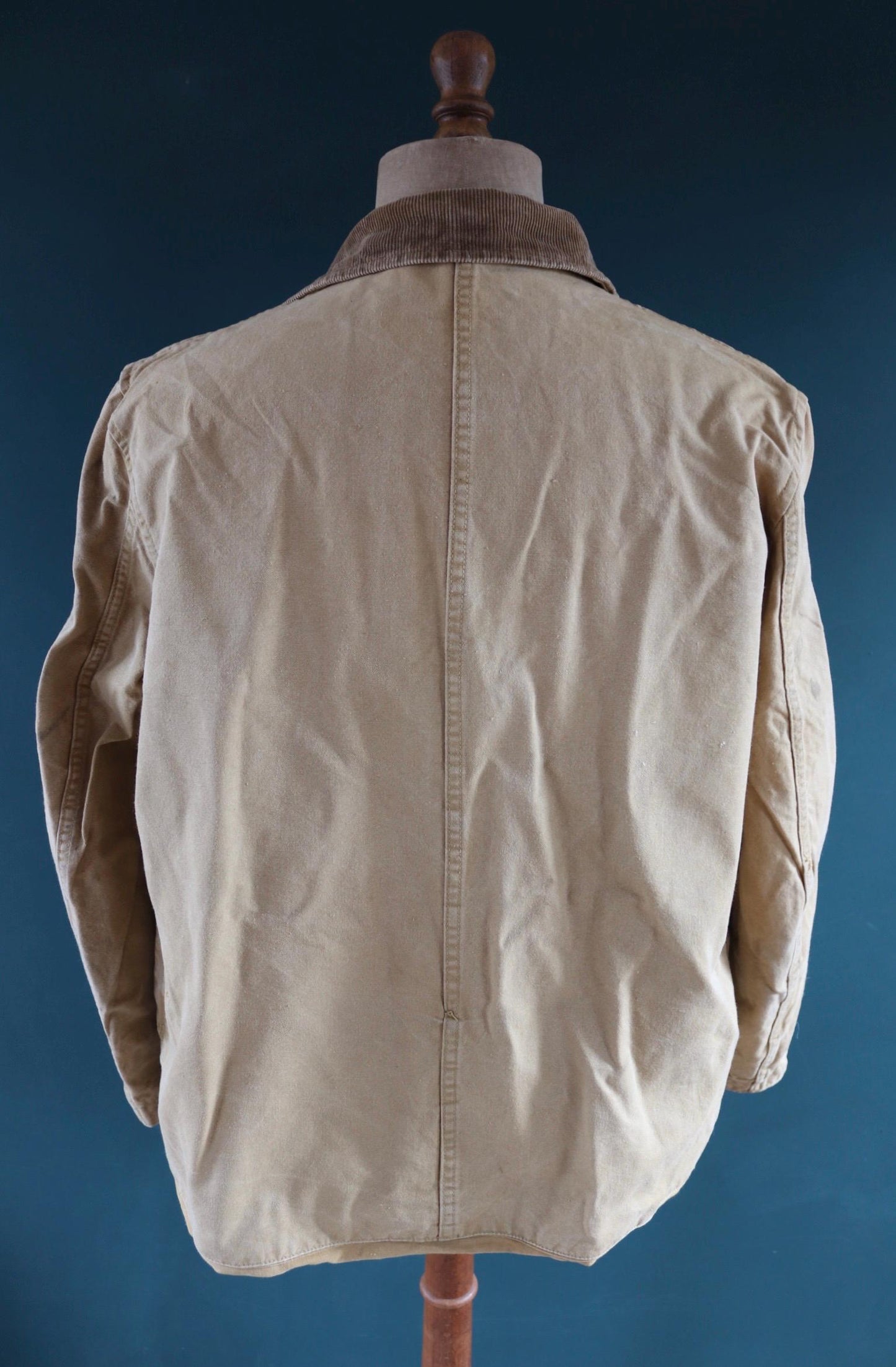 Vintage 1950s 1960s hunting jacket American Field Hettrick tan brown duck cotton canvas shooting American 49” chest workwear chore