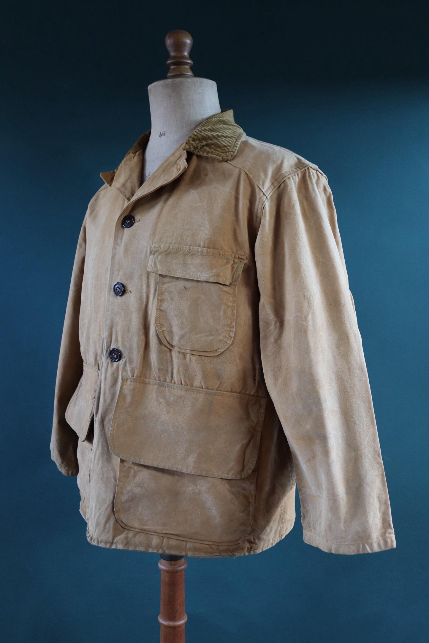 Vintage 1960s 60s Brush Master tan brown duck cotton canvas jacket hunting shooting American 47” chest workwear work chore