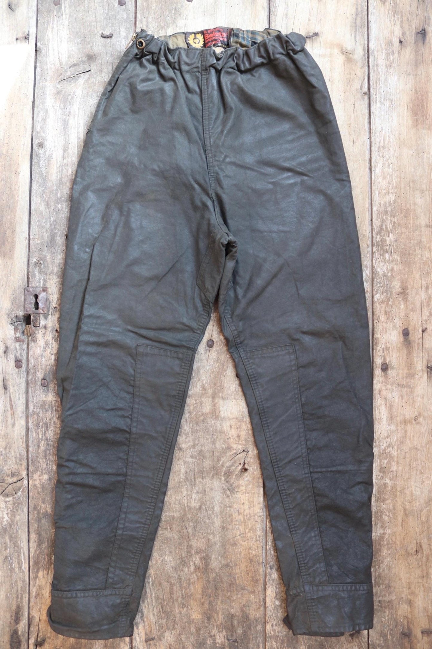 Vintage 1970s Belstaff International waxed cotton motorcycle trousers 26” 28” 30” trial bike racing