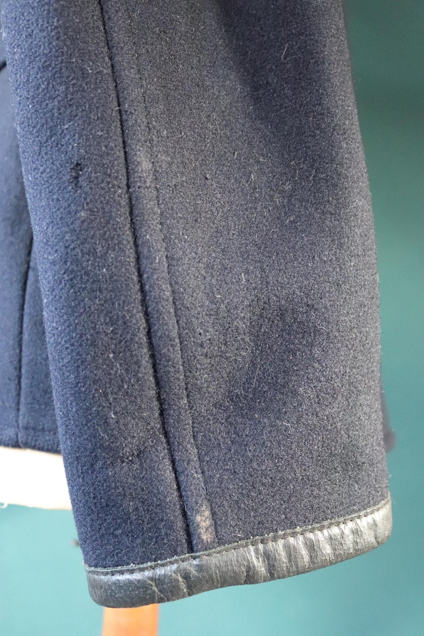 Vintage 1950s 50s Sears Hercules midnight navy blue wool half belt jacket Talon zipper 44” chest car coat