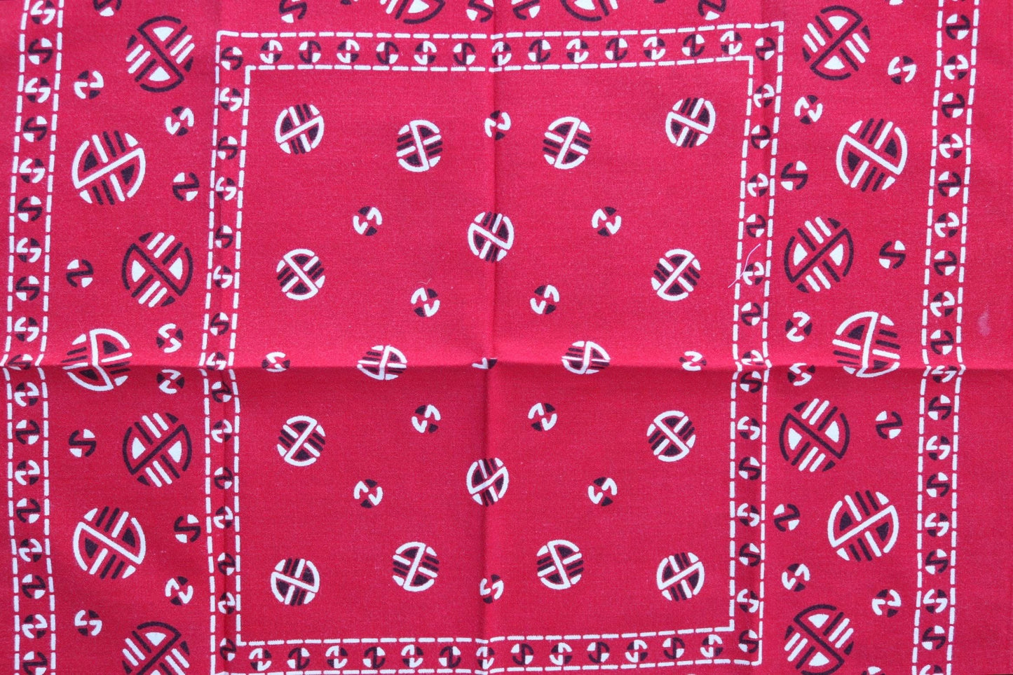 Vintage 1960s 60s turkey red printed bandana pocket square neckerchief cotton color colour fast workwear RN 13960