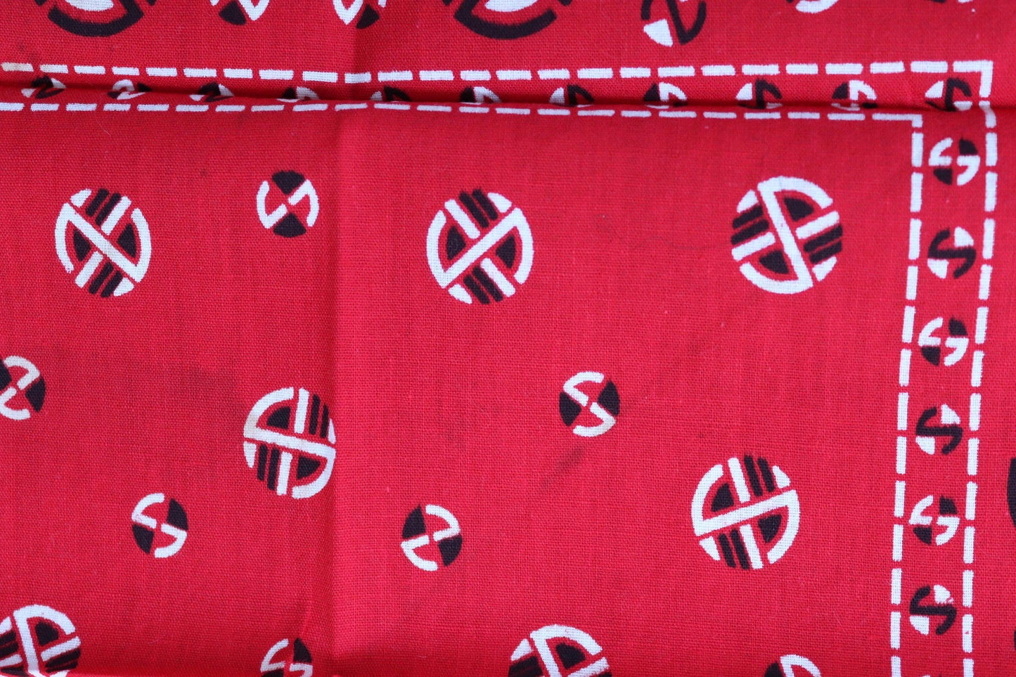 Vintage 1960s 60s turkey red printed bandana pocket square neckerchief cotton color colour fast workwear RN 14193