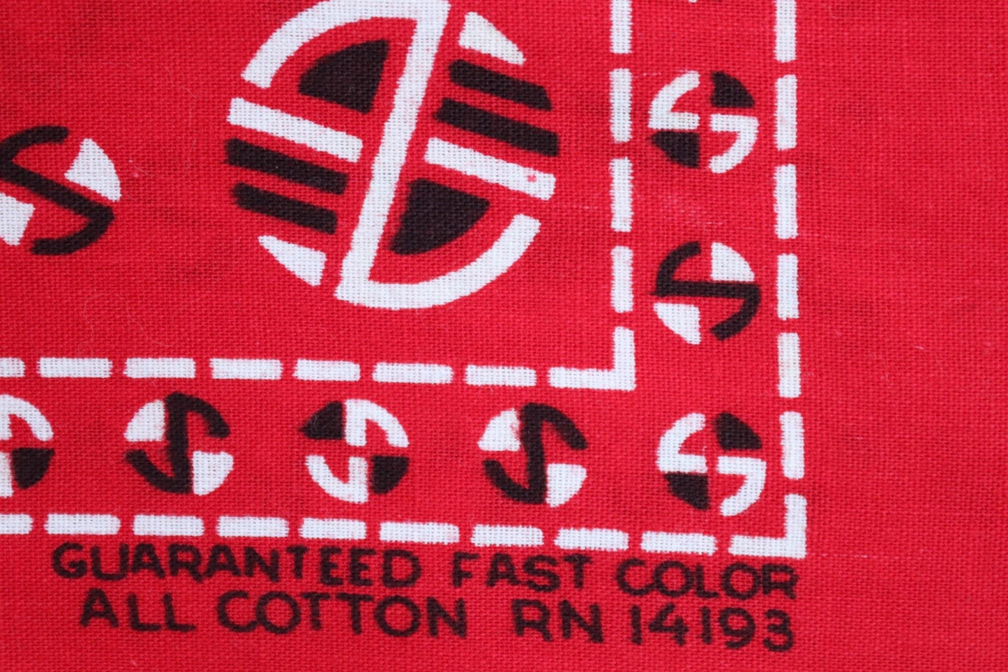 Vintage 1960s 60s turkey red printed bandana pocket square neckerchief cotton color colour fast workwear RN 14193