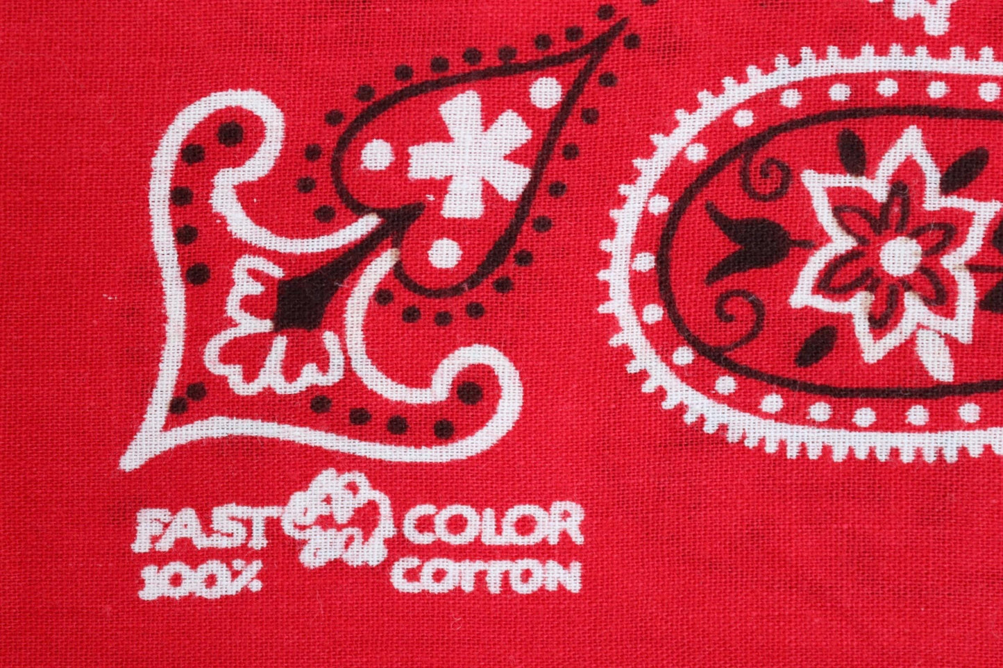 Vintage 1960s 60s trunk up Elephant brand cotton colourfast colorfast turkey red bandana pocket square neckerchief paisley Davis Catterall