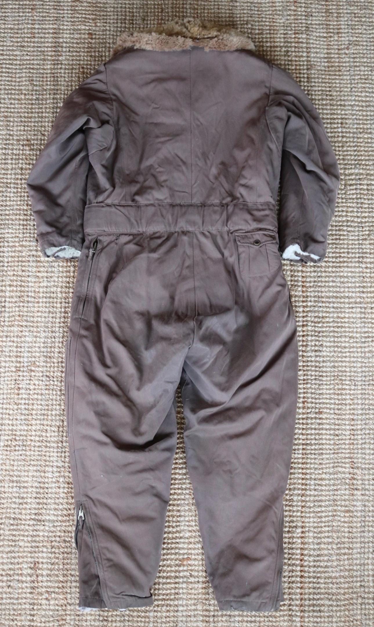 Vintage 1940s WW2 Japanese flight suit - antique aviator clothing - military pilot - fur lined