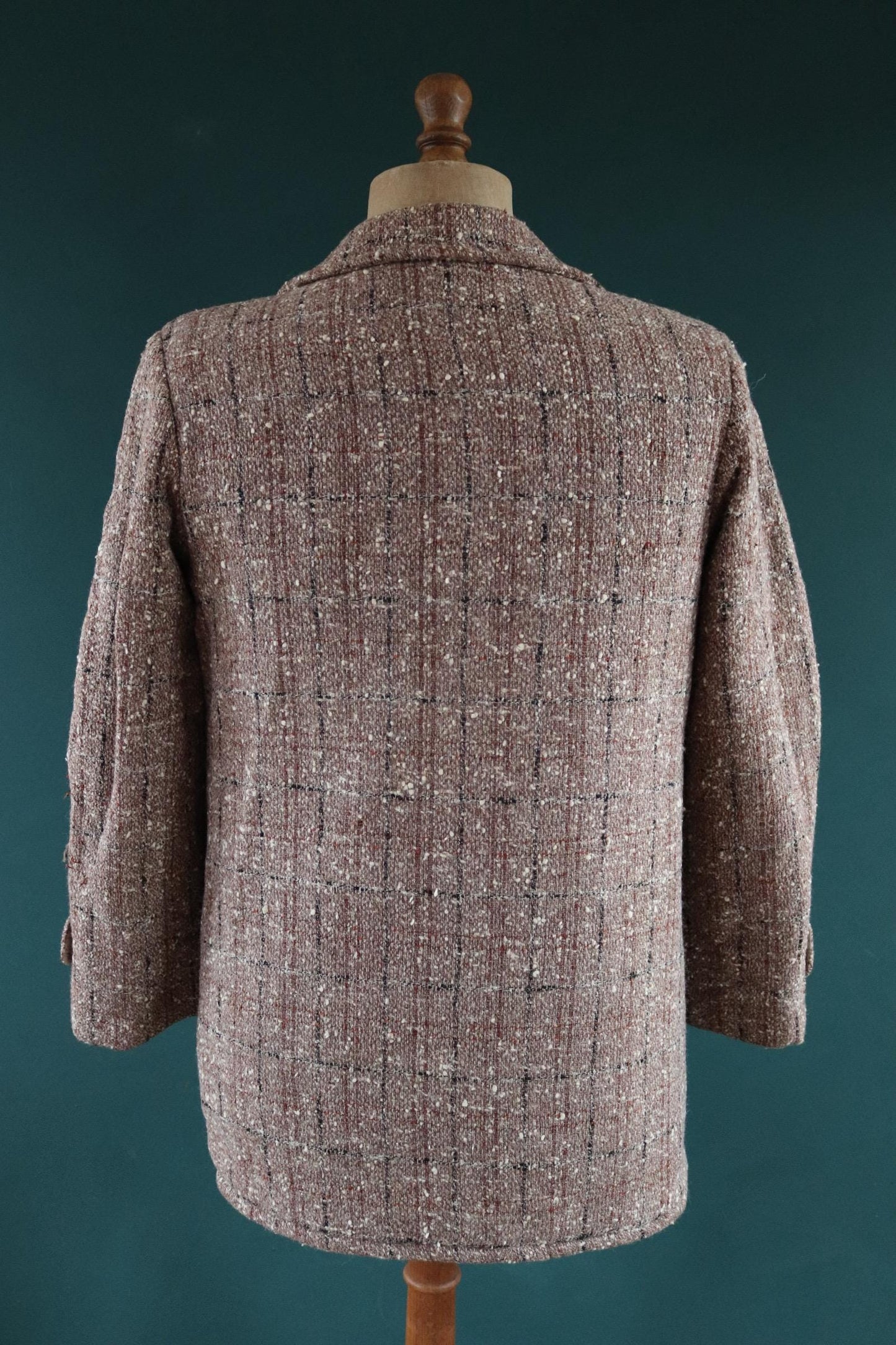 Vintage 1960s 70s jacket - flecked plaid - brown car coat - 39” chest