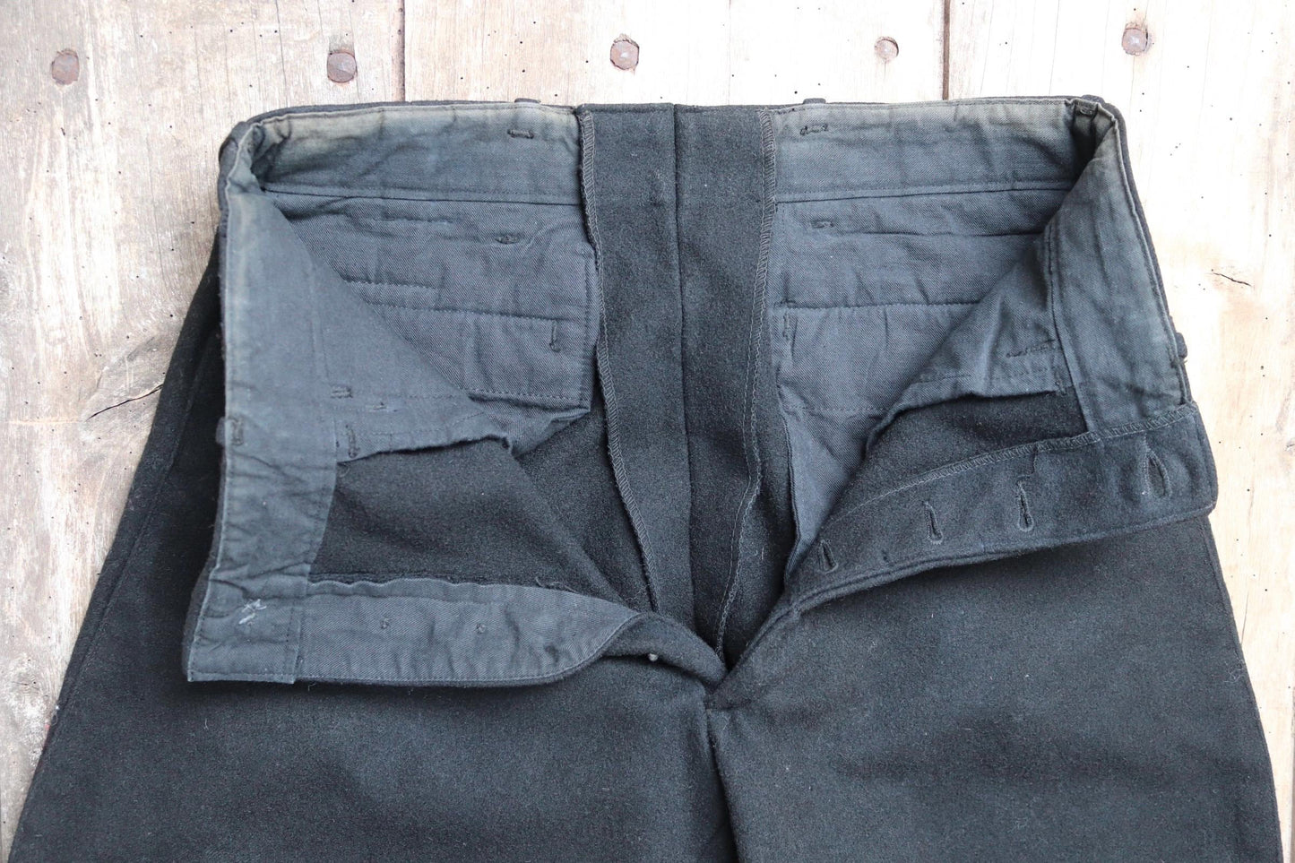 Vintage jodhpurs antique 1930s 1940s black wool riding hunting breeches britches 28” x 24”