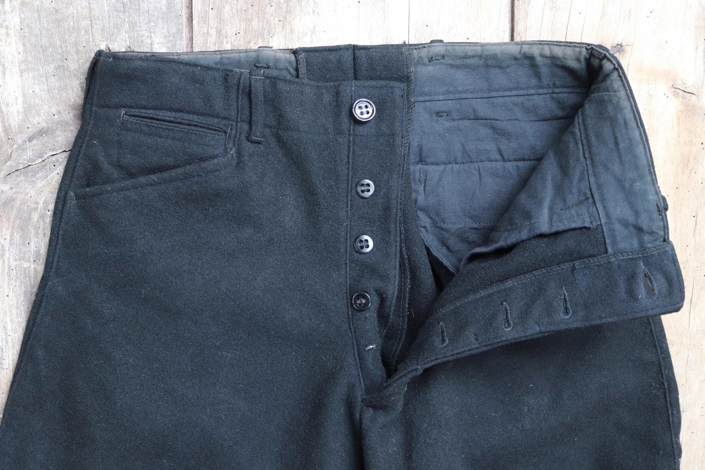 Vintage jodhpurs antique 1930s 1940s black wool riding hunting breeches britches 28” x 24”